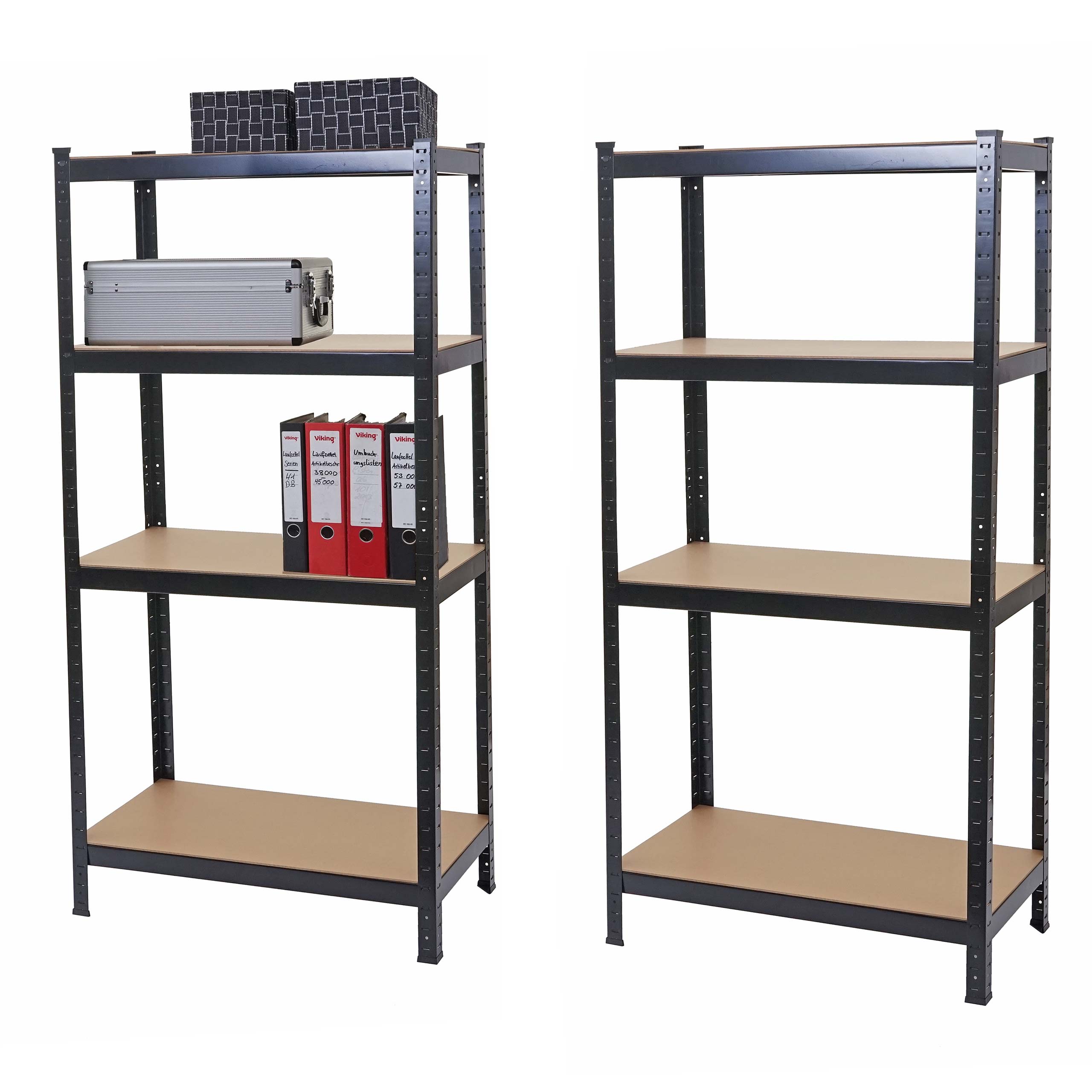 2er-Set Schwerlastregal MCW-D67, Werkstattregal Steckregal, 160x80x40cm, Traglast jeweils 320kg MVG ~ schwarz - Bild 1