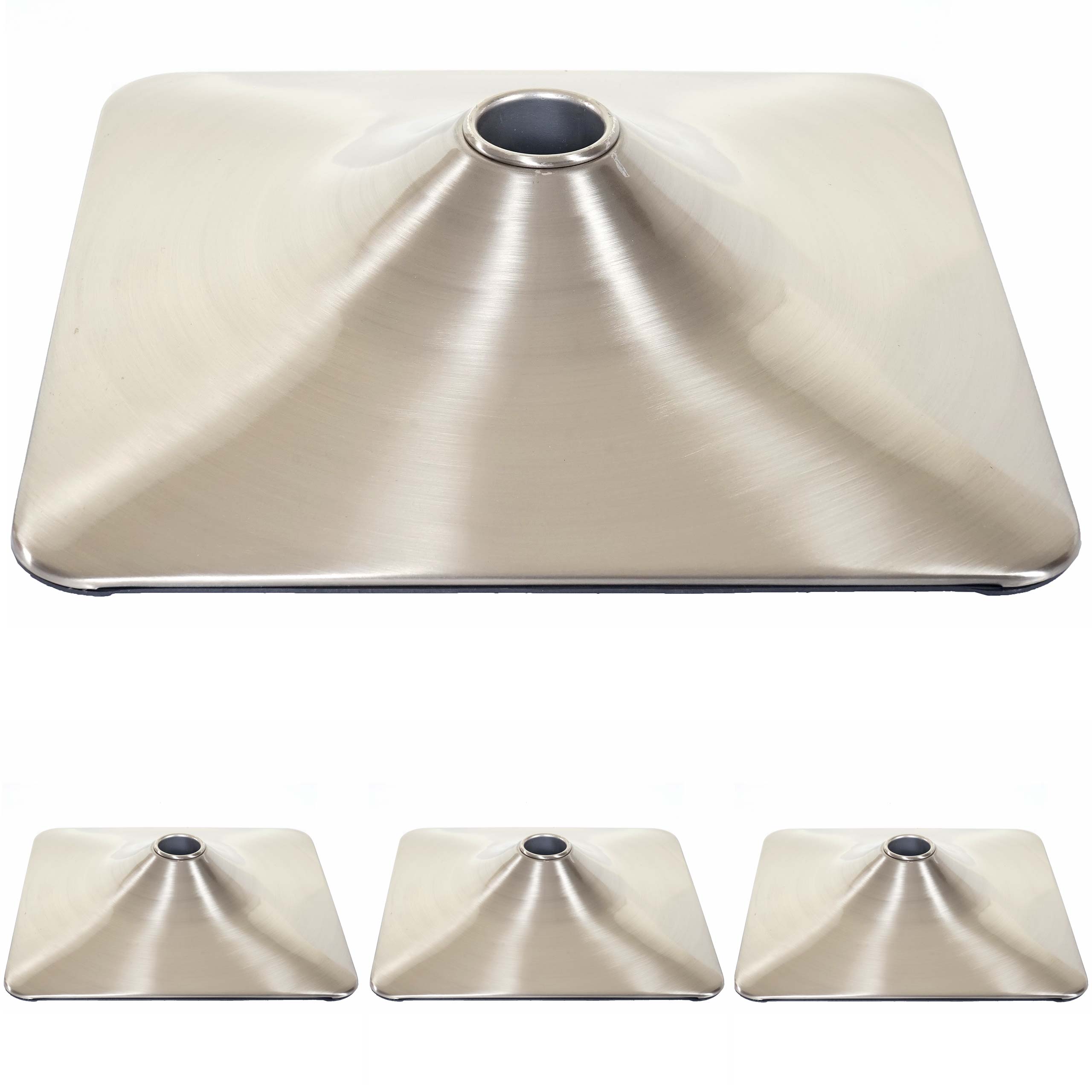 4er-Set Fu&szlig;platte Fu&szlig; Fu&szlig;teller f&uuml;r Barstuhl Barhocker Drehstuhl Loungesessel, rechteckig Metall geb&uuml;rstet &Oslash; 37,5cm - Bild 1