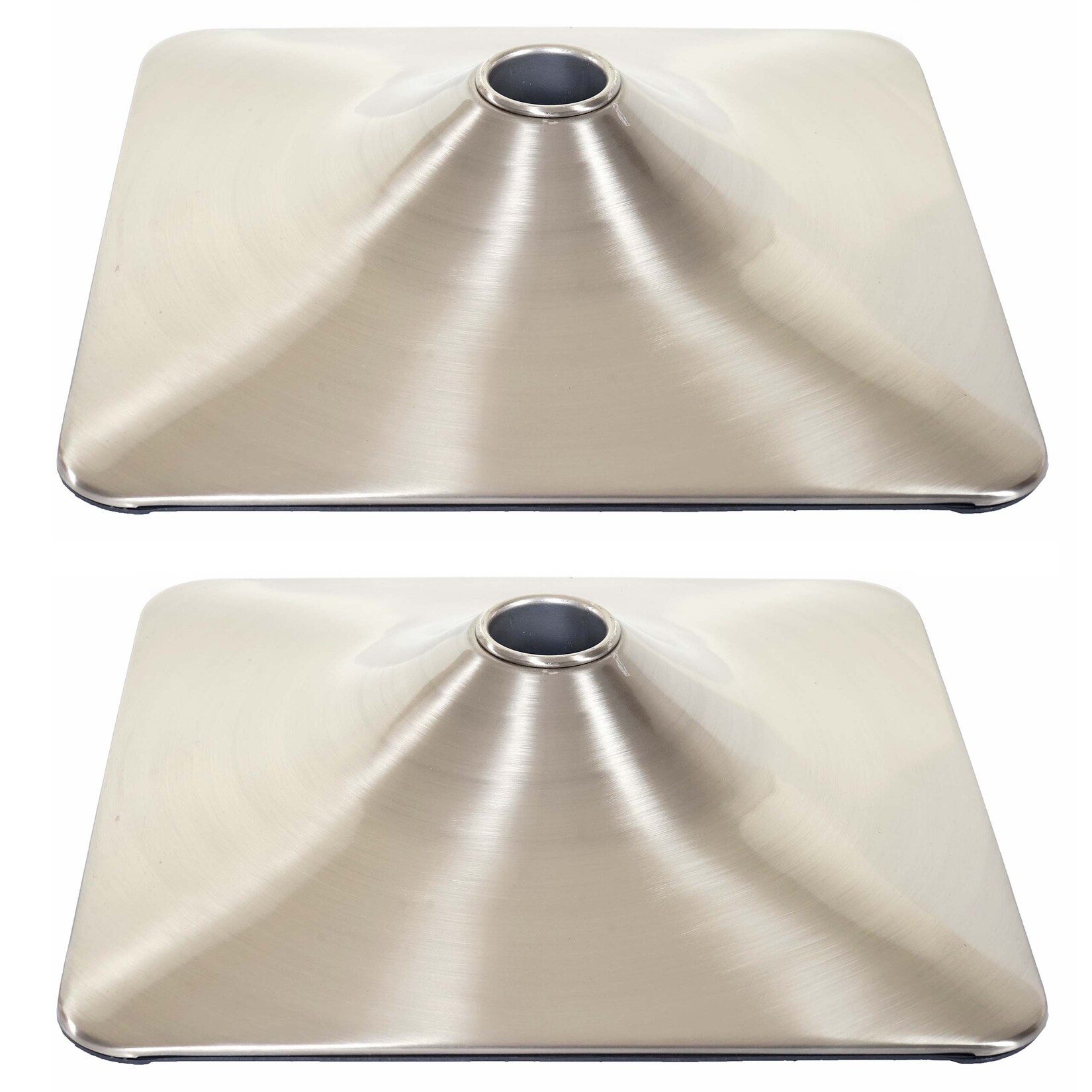 2er-Set Fußplatte Fuß Fußteller für Barstuhl Barhocker Drehstuhl Loungesessel, rechteckig Metall gebürstet Ø 37,5cm