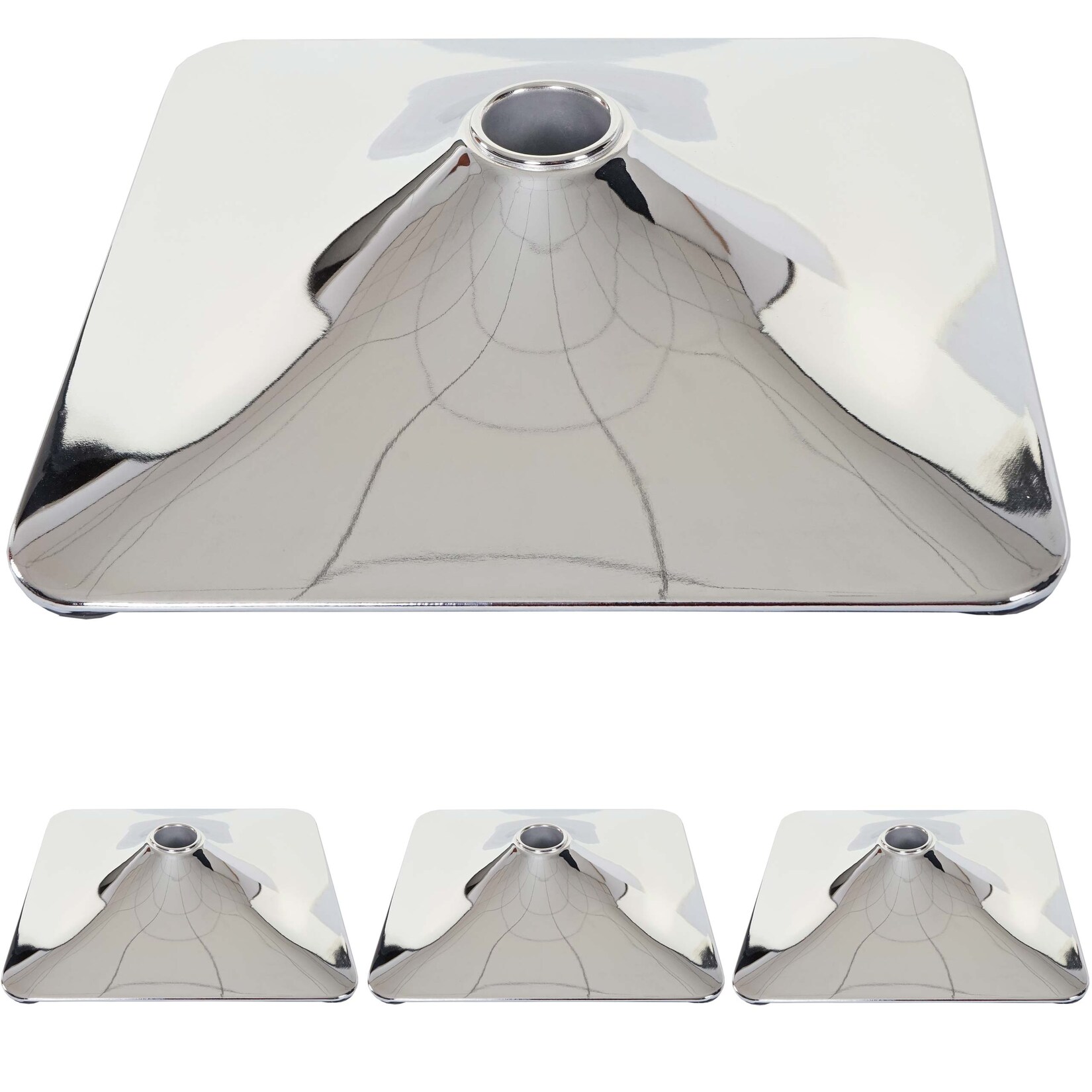 4er-Set Fußplatte Fuß Fußteller für Barhocker Drehstuhl Barstuhl Loungesessel, rechteckig chrom Ø 37,5cm