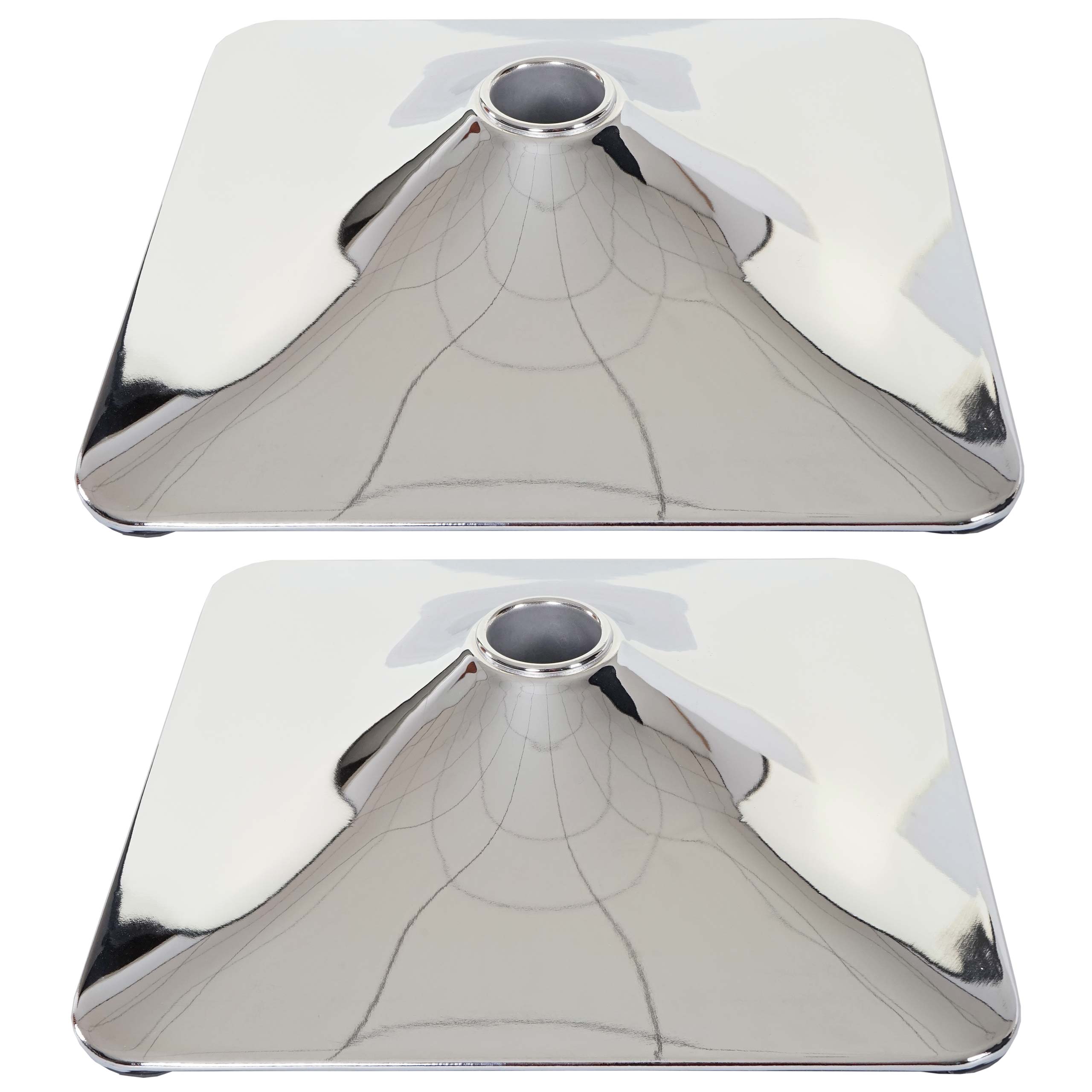 2er-Set Fu&szlig;platte Fu&szlig; Fu&szlig;teller f&uuml;r Barhocker Drehstuhl Barstuhl Loungesessel, rechteckig chrom &Oslash; 37,5cm - Bild 1