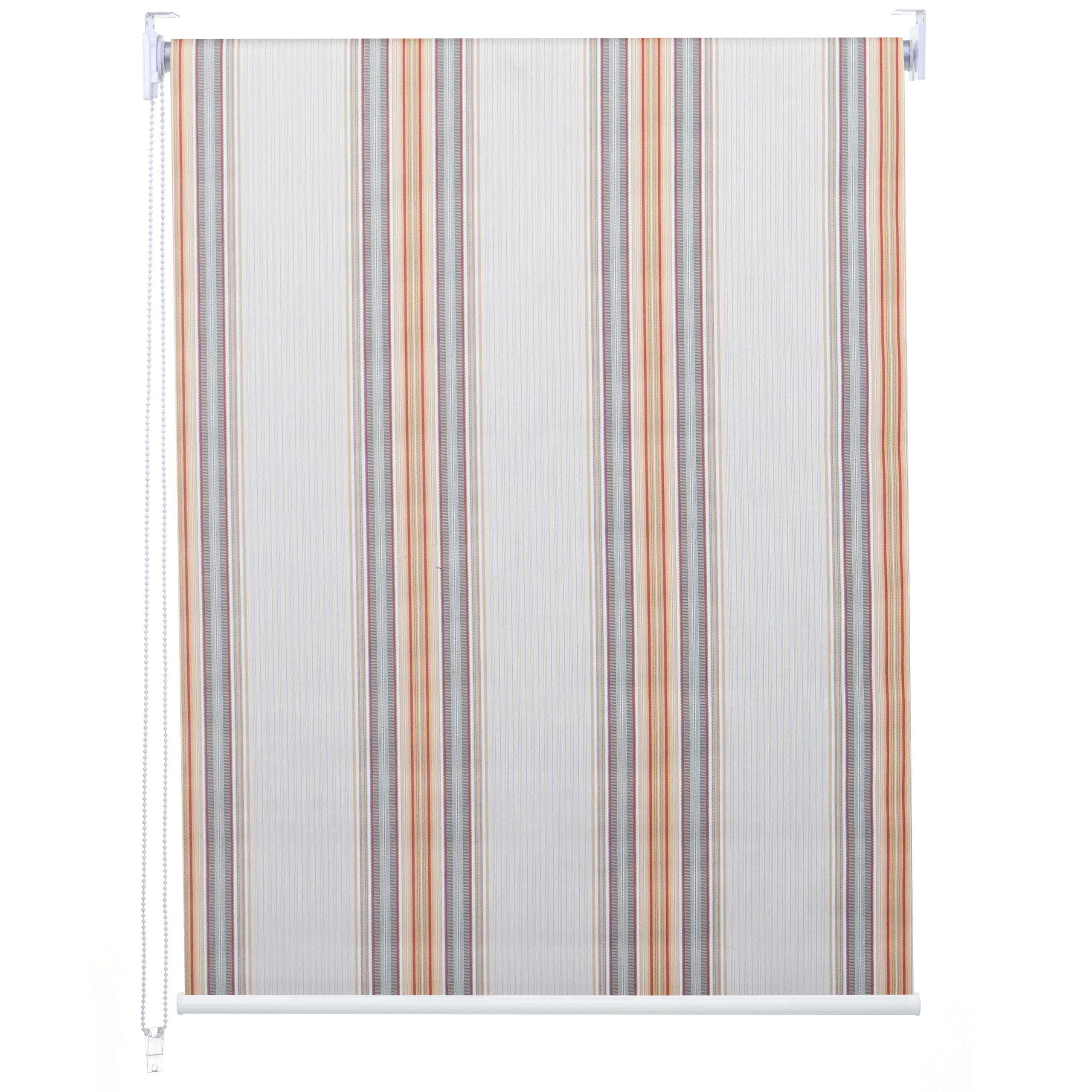 Rollo MCW-D52, Fensterrollo Seitenzugrollo Jalousie, Sonnenschutz Verdunkelung blickdicht 120x230cm ~ grau/braun/orange - Bild 1