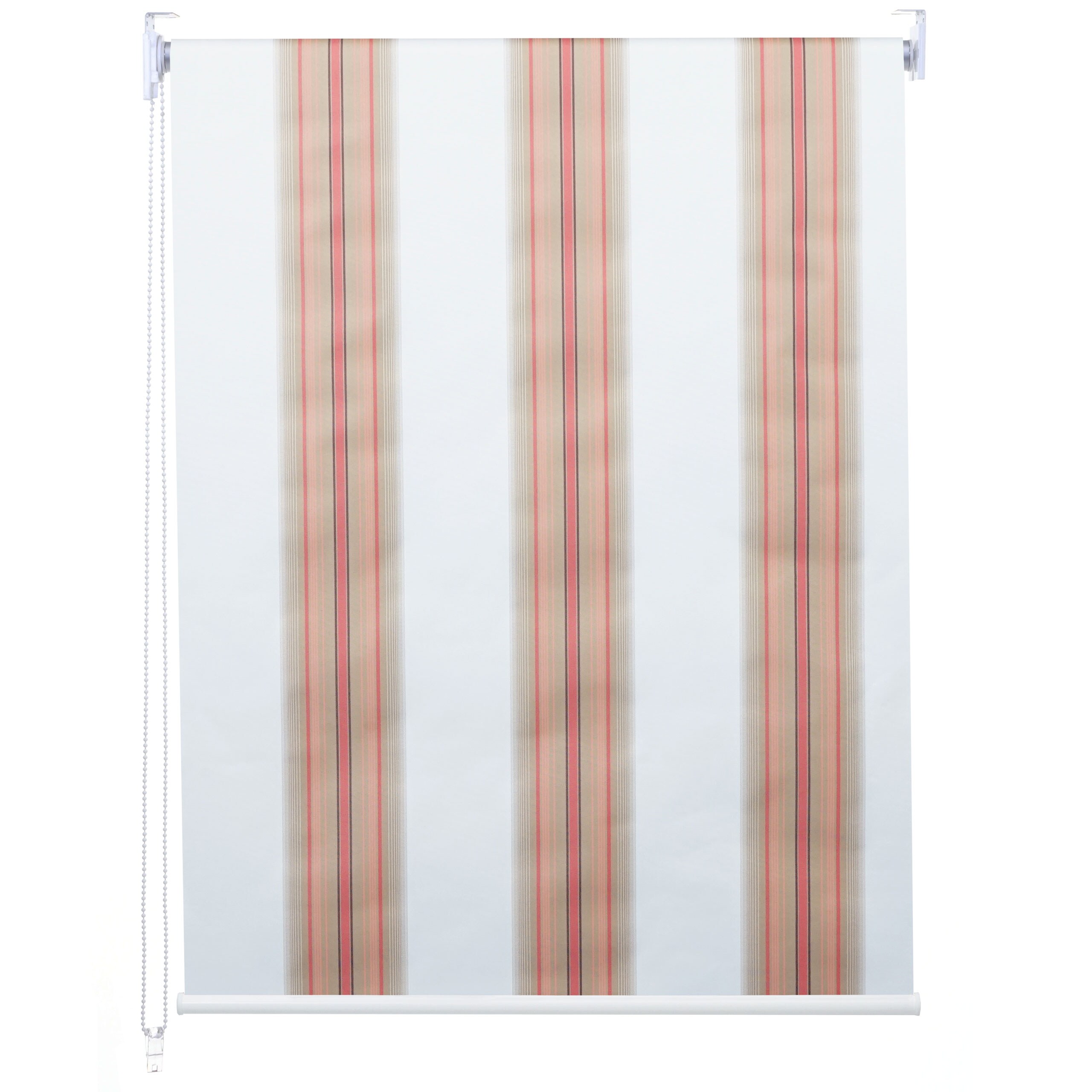 Rollo MCW-D52, Fensterrollo Seitenzugrollo Jalousie, Sonnenschutz Verdunkelung blickdicht 110x230cm ~ wei&szlig;/rot/beige - Bild 1