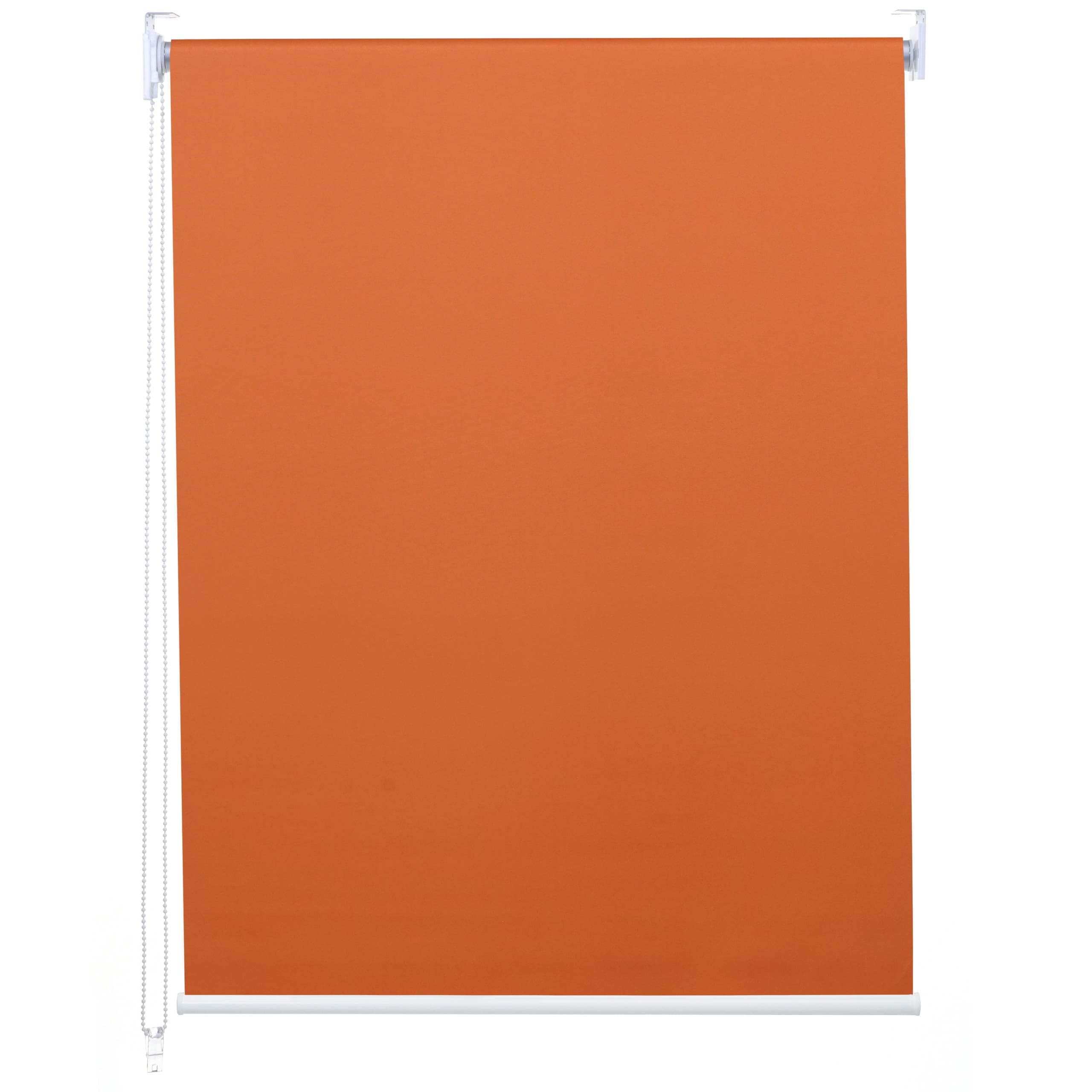 Rollo MCW-D52, Fensterrollo Seitenzugrollo Jalousie, Sonnenschutz Verdunkelung blickdicht 120x160cm ~ orange - Bild 1