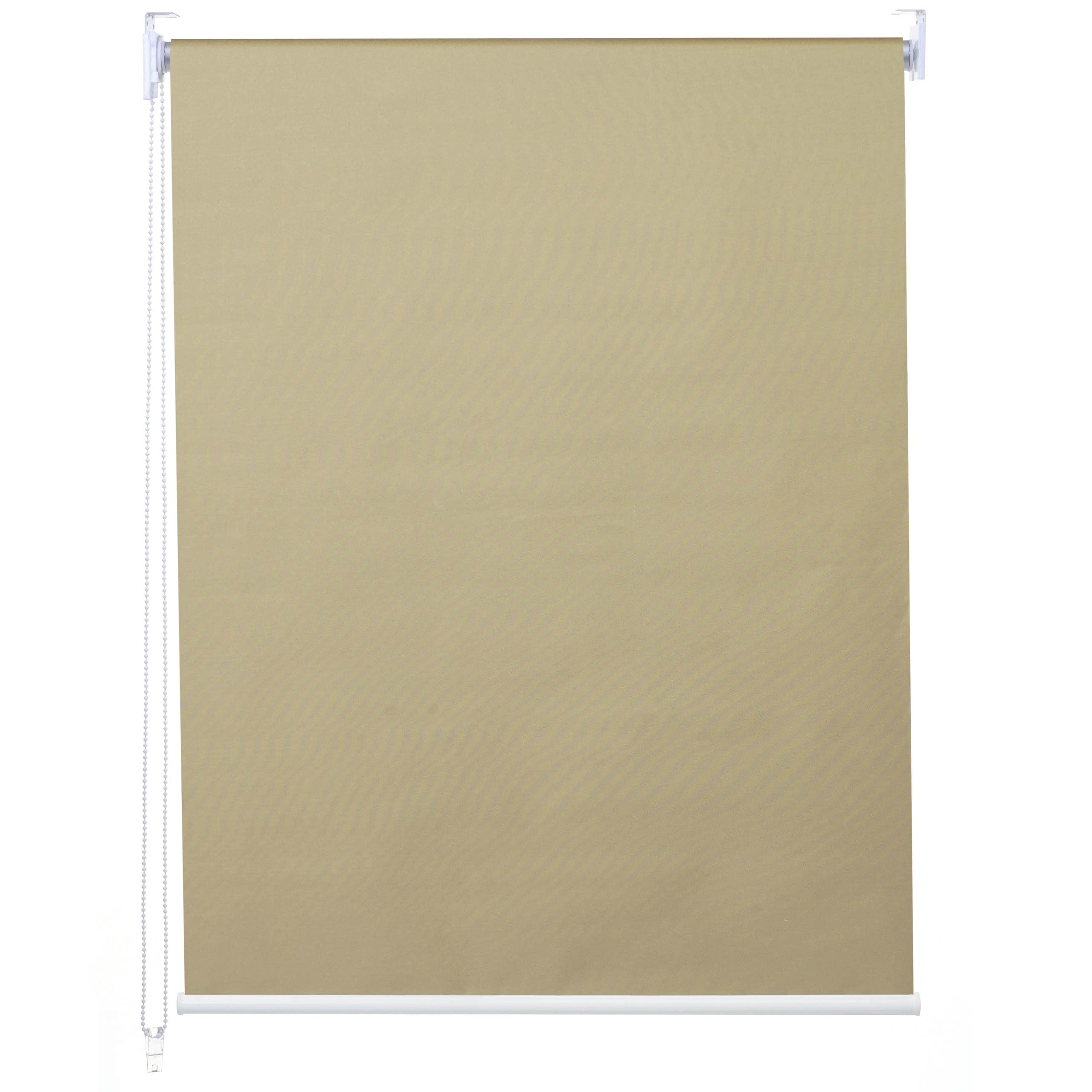 Rollo MCW-D52, Fensterrollo Seitenzugrollo Jalousie, Sonnenschutz Verdunkelung blickdicht 110x160cm ~ beige - Bild 1