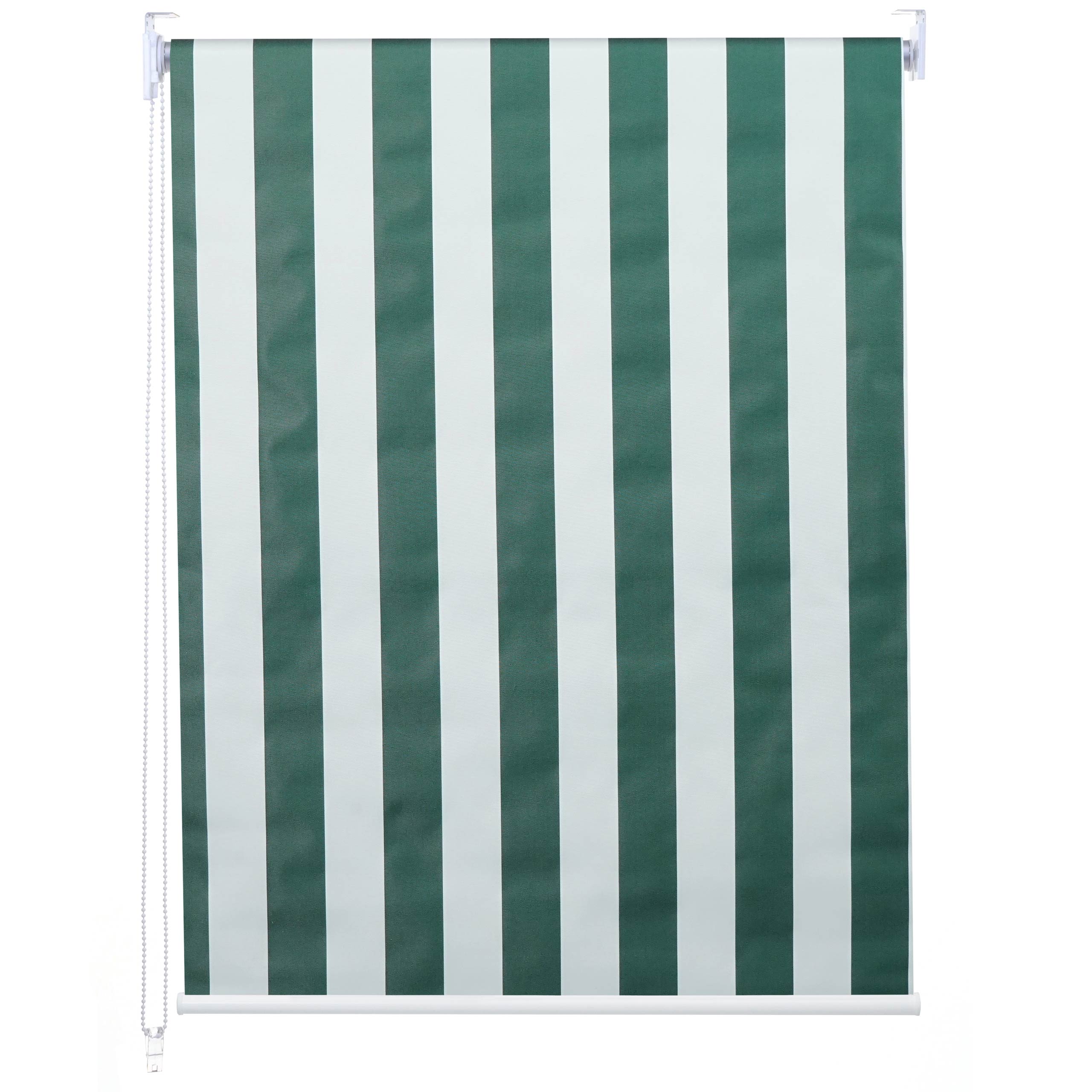 Rollo MCW-D52, Fensterrollo Seitenzugrollo Jalousie, Sonnenschutz Verdunkelung blickdicht 90x160cm ~ gr&uuml;n/wei&szlig; - Bild 1