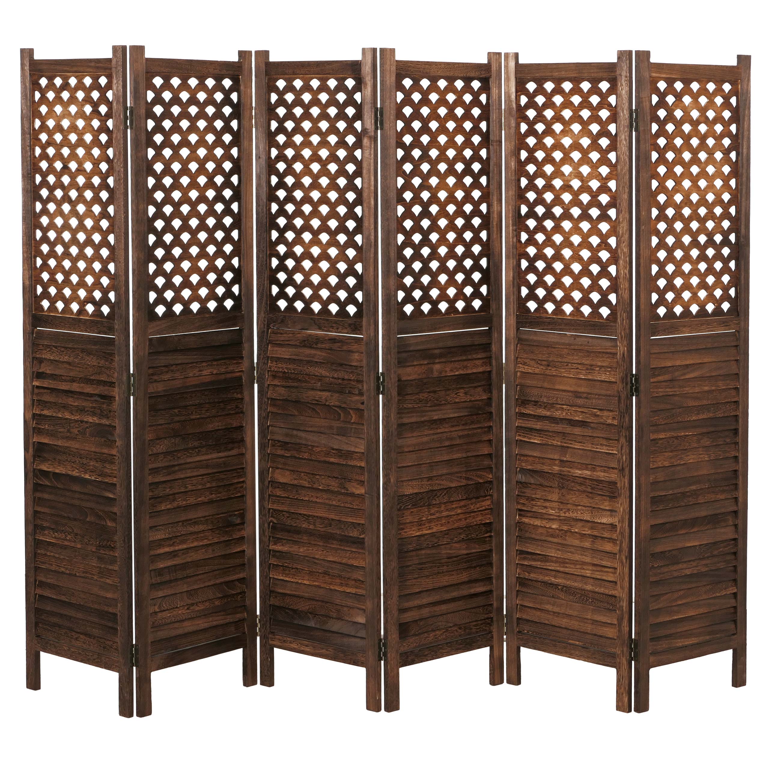 Paravent MCW-A84, Raumteiler Trennwand Sichtschutz, Ornamente 170x245cm ~ braun - Bild 1