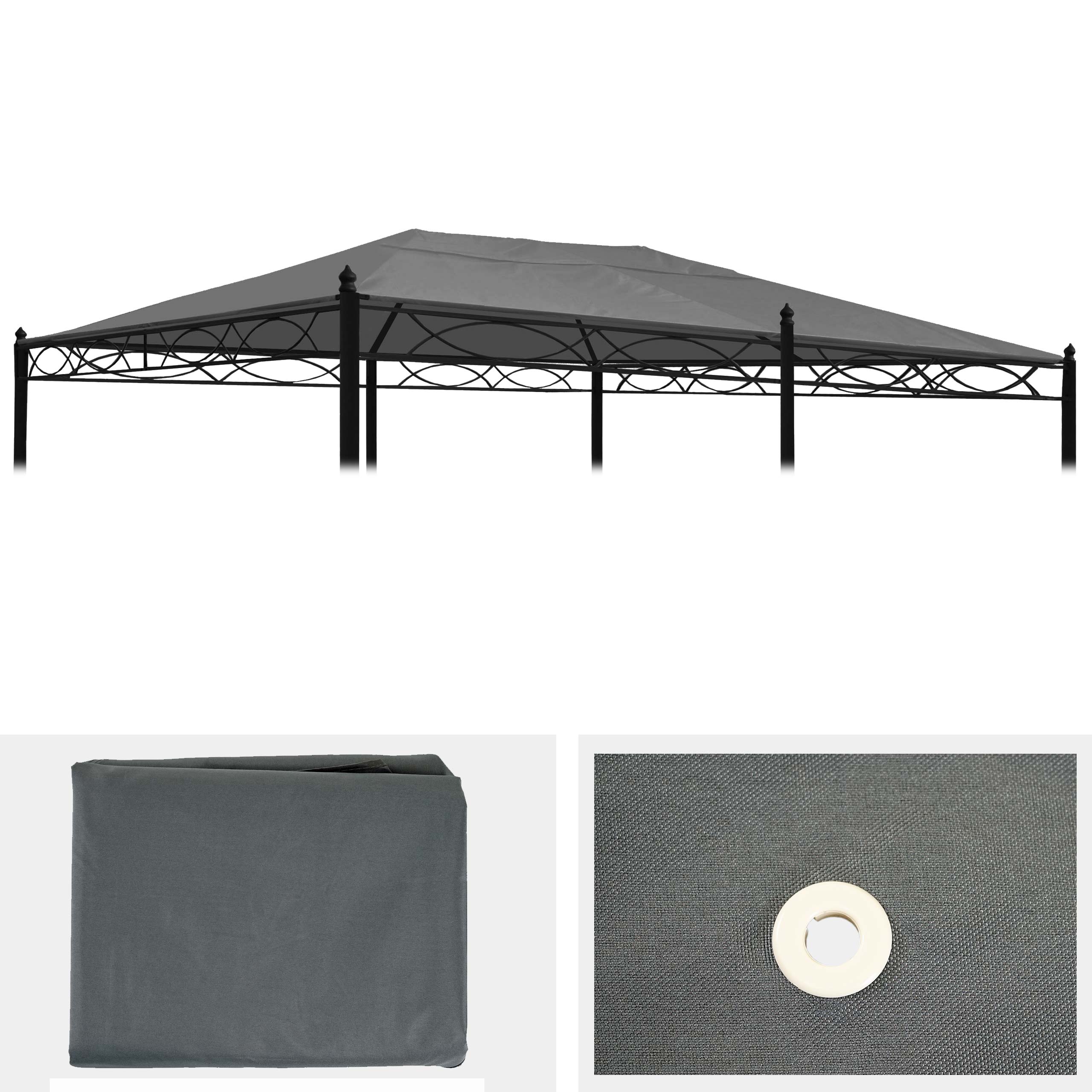 Ersatzbezug f&uuml;r Dach Pergola Pavillon Calpe 5x3m ~ grau - Bild 1
