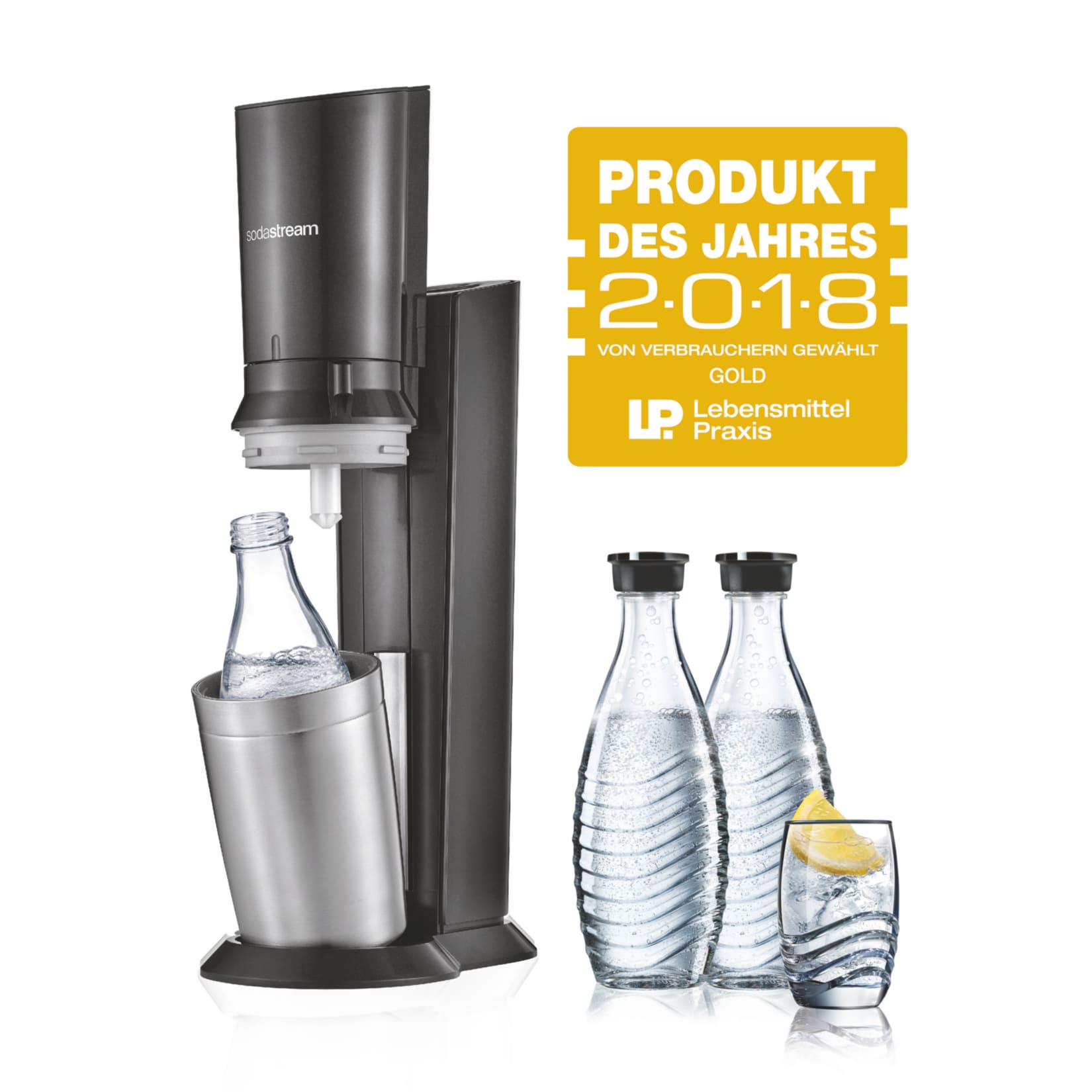 Sodastream Crystal 2.0 titan + 3 Glaskaraffen + Zylinder online kaufen bei Netto