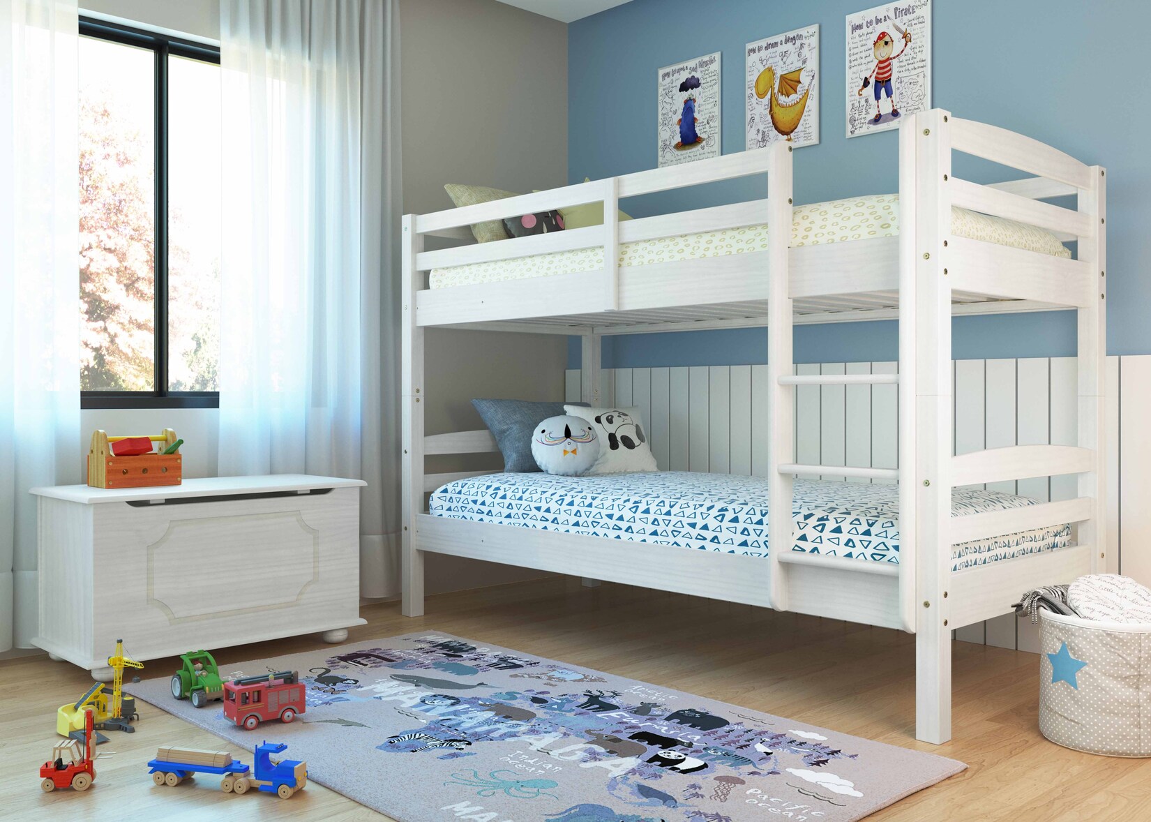 Inter Link Etagenbett Annika 90×200 cm Kiefer Massivolz weiss lackiert | 04010340292658