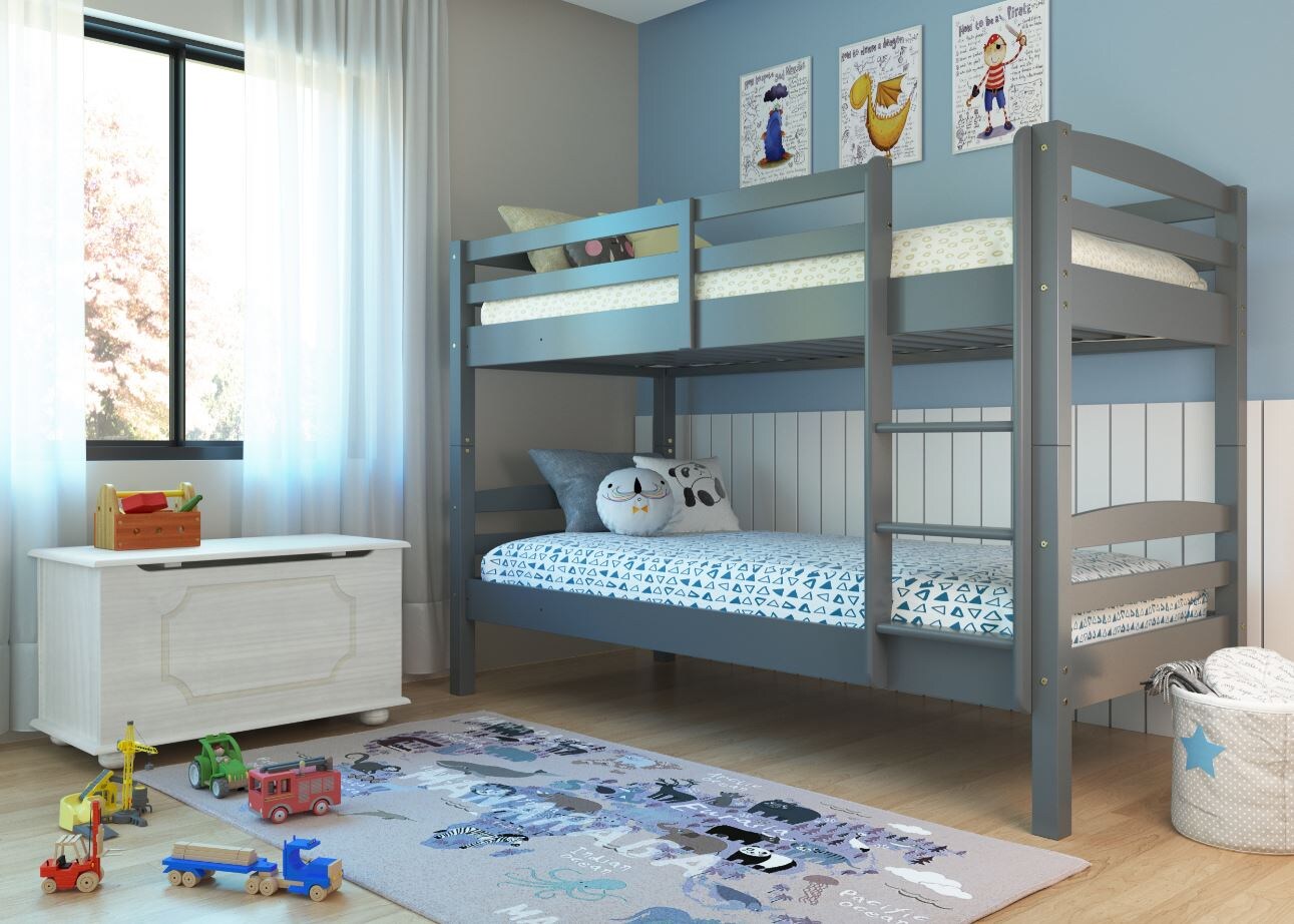 Inter Link Etagenbett Annika 90×200 cm Kiefer Massivolz grau lackiert | 04010340352680