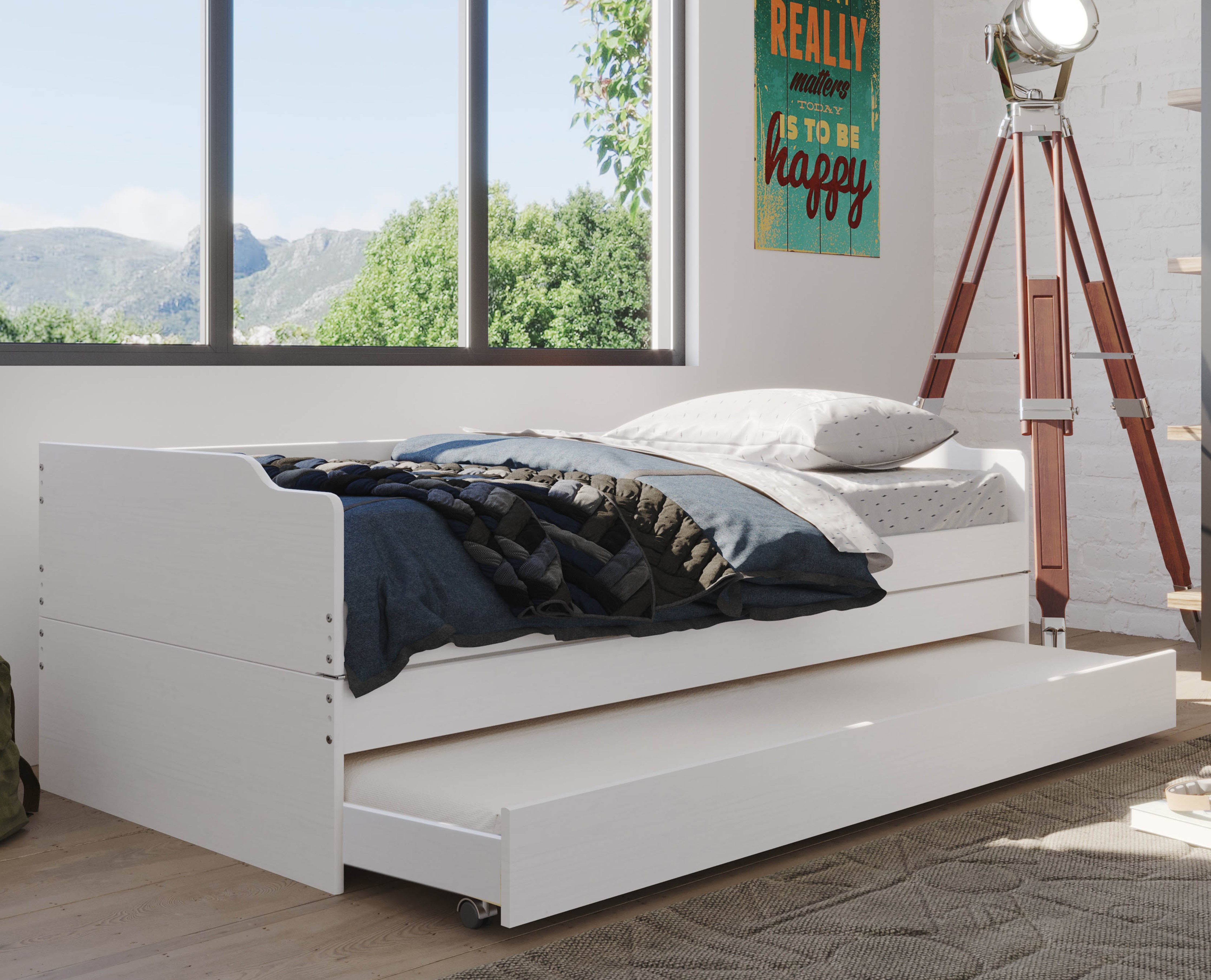 Inter Link Funktionsbett &bdquo;Aus eins mach drei&ldquo; - 3 Liegefl&auml;chen - 90 x 200 - versch. Farben - Weiss - Bild 1