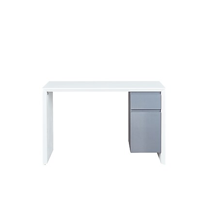 Inter Link Schreibtisch Megara in Weiss und Grau mit 1 Schublade und 1 Tür - Bild 1