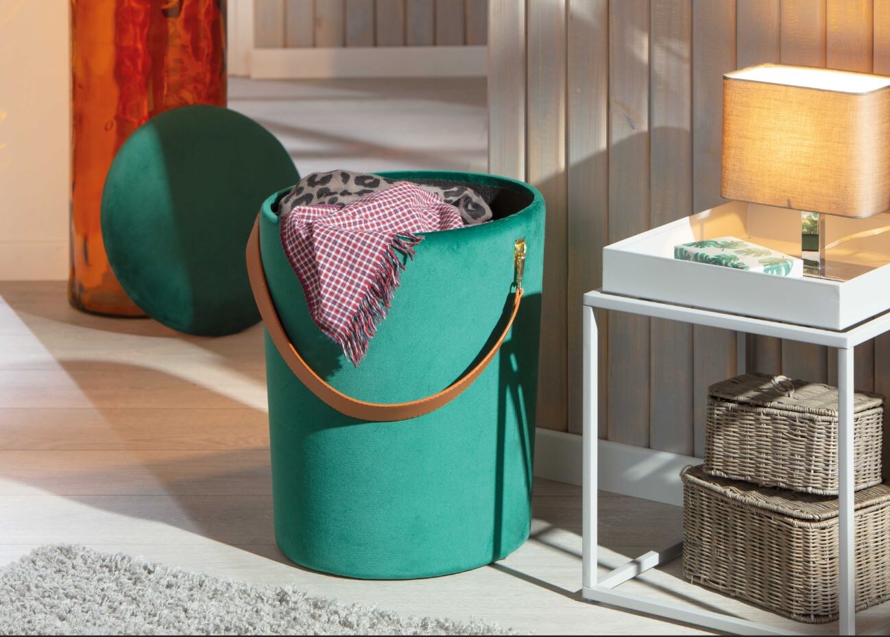 Inter Link Hocker Papua mit Stauraum und Griff – Grün | 04010340984157