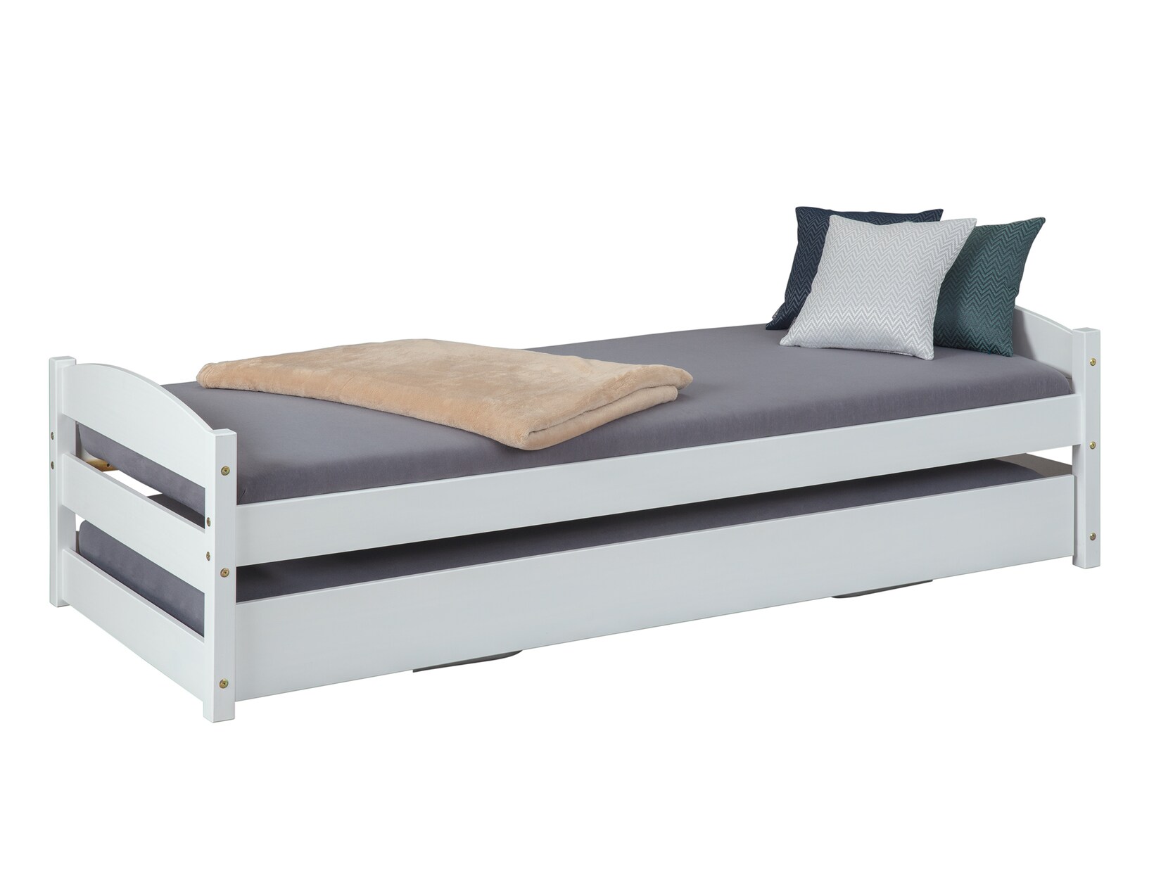 Inter Link Kinderbett Vindas 90×200 cm inkl. Ausziehbett und Lattenrost – Weiss | 04010340294263