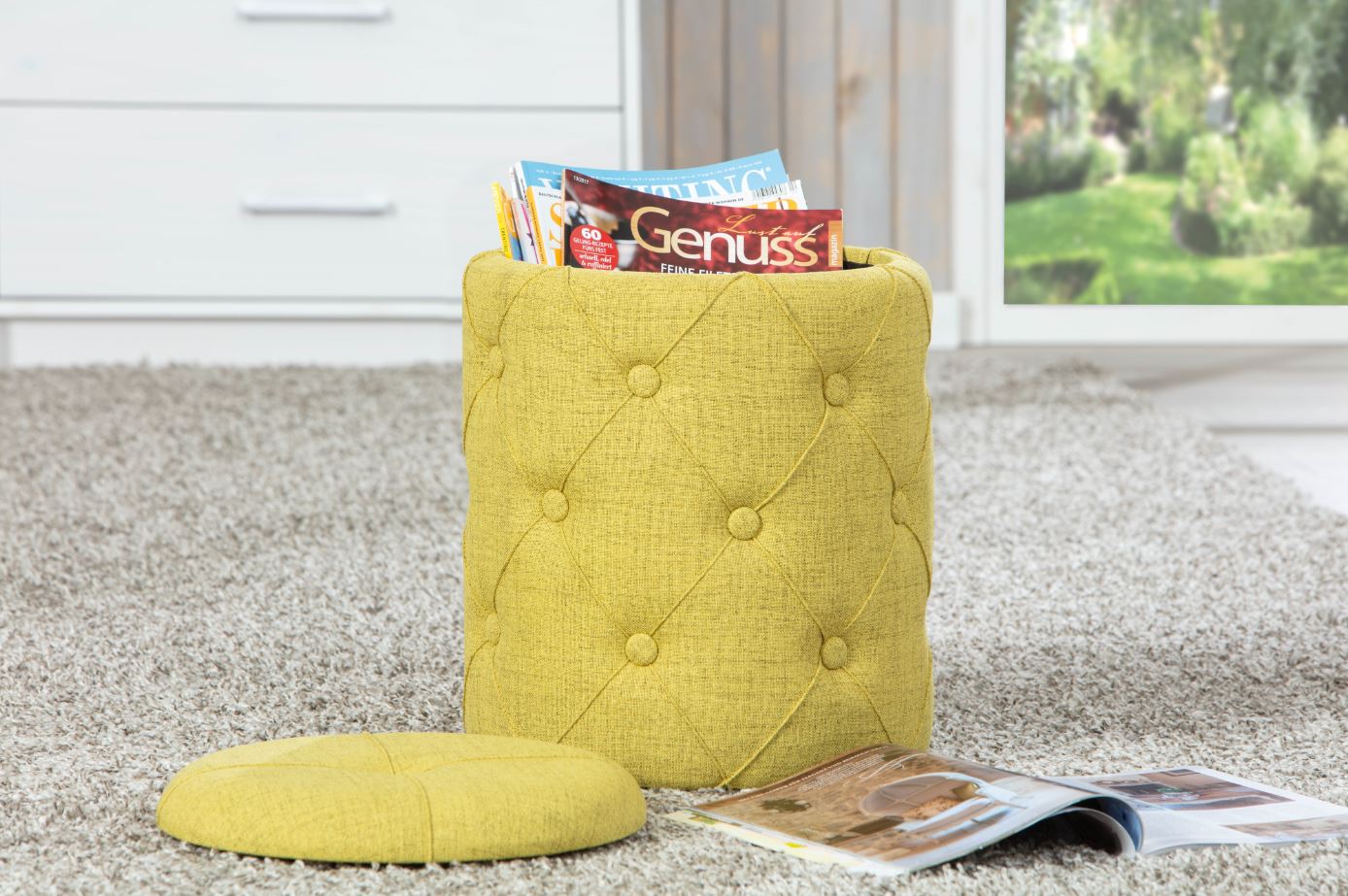 Inter Link Hocker Yapak mit Stauraum und Griff - Gelbgr&uuml;n - Bild 1