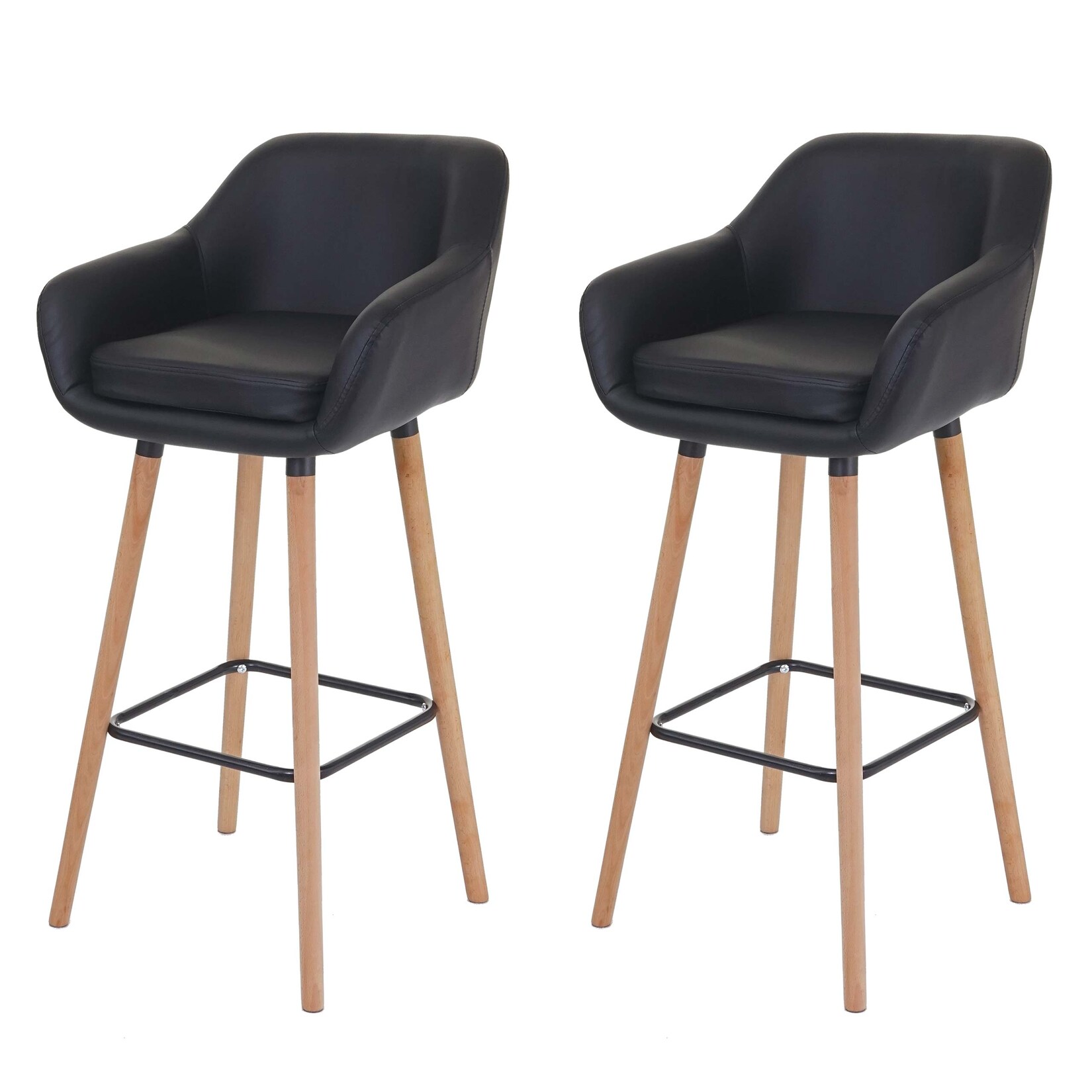 2er-Set Barhocker Vaasa T381, Barstuhl Tresenhocker ~ Kunstleder, schwarz