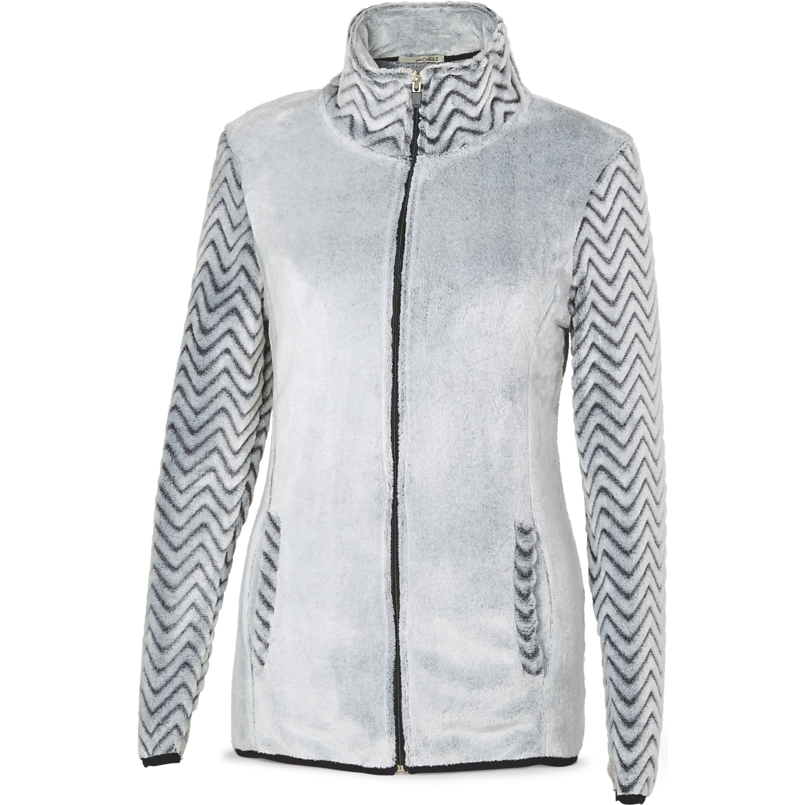Damen Kontrast-Fleecejacke - grau melange, Gr. S - Bild 1