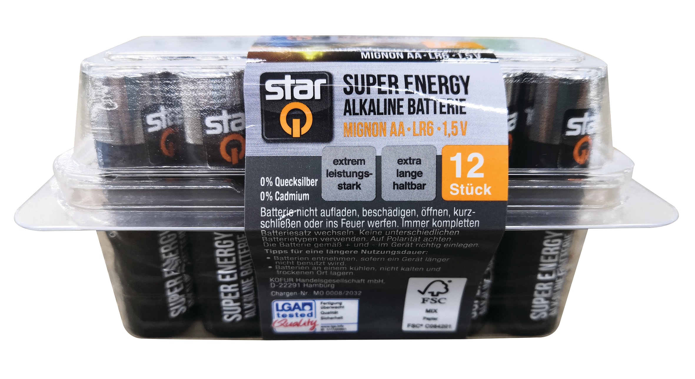starQ Super Energie Alkaline Batterie, Mignon AA, 12er Box - Bild 1