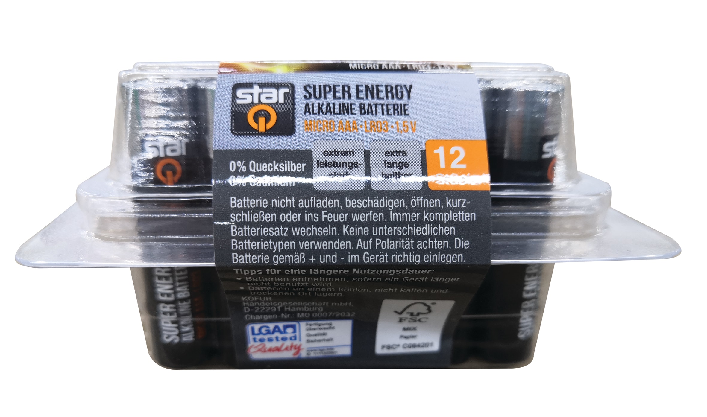 starQ Super Energie Alkaline Batterie, Micro AAA, 12er Box - Bild 1