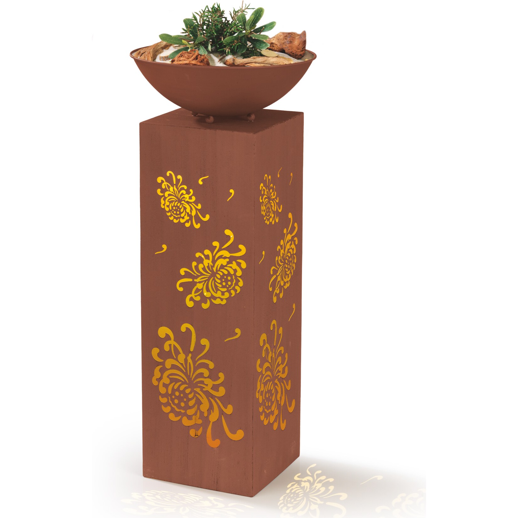 Säule mit schale rostoptik