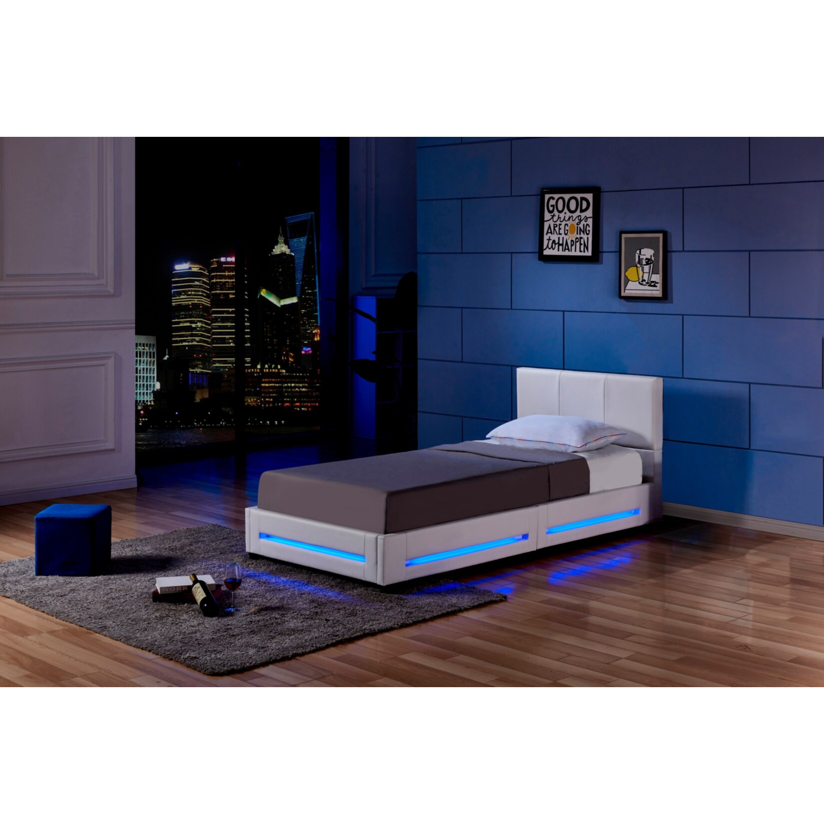 HOME DELUXE LED Bett Asteroid 90 x 200, Wei&szlig; - Bild 1