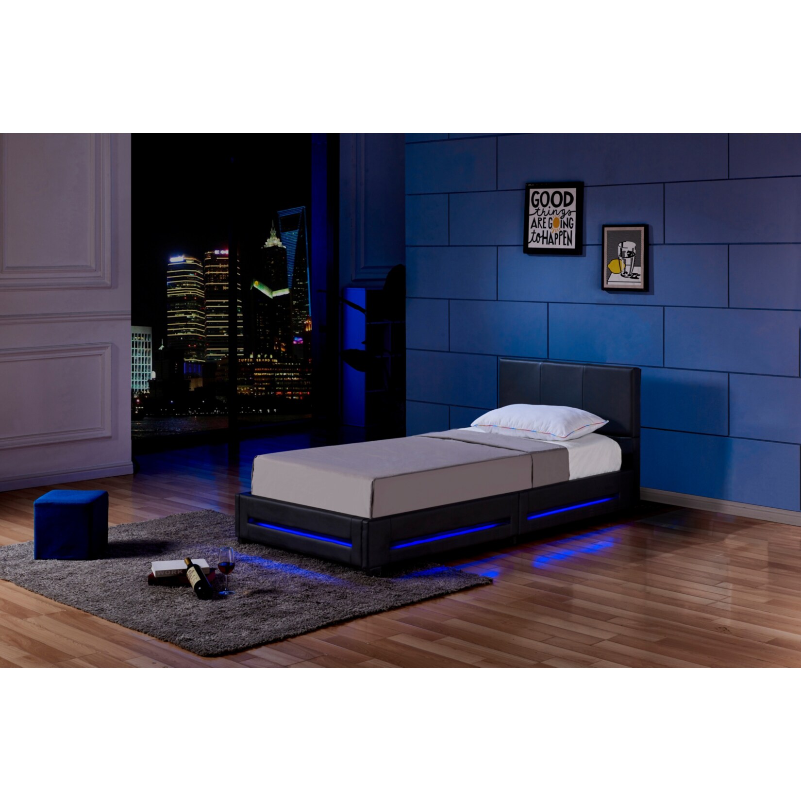 HOME DELUXE LED Bett Asteroid 90 x 200, Schwarz | 04058166108463