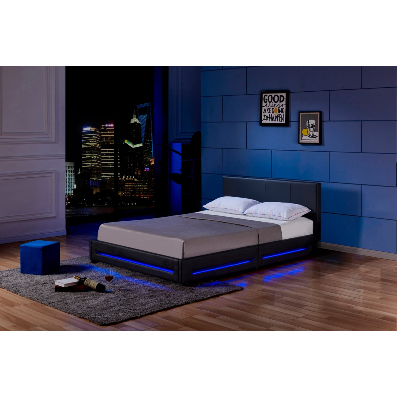 HOME DELUXE LED Bett Asteroid 140 x 200, Schwarz - Bild 1