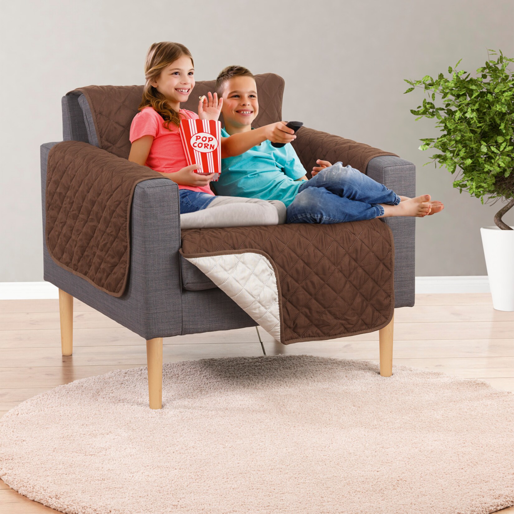 EASYmaxx Couch Protector Sessel, ca. 180 x 170 cm, braun/beige - Bild 1