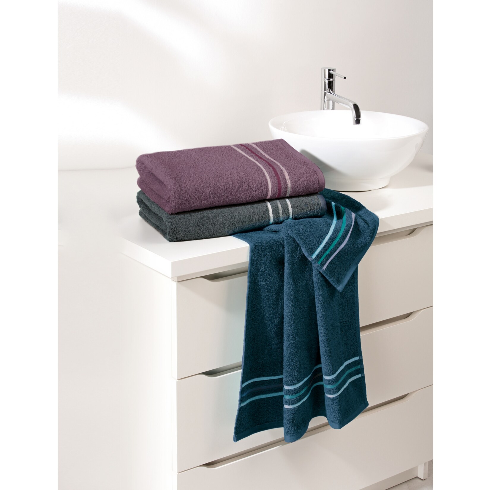 Dekor Frottier Handt&uuml;cher, 2er Set, ca. 50 x 100 cm, verschiedenen Farbvarianten - anthrazit - Bild 1