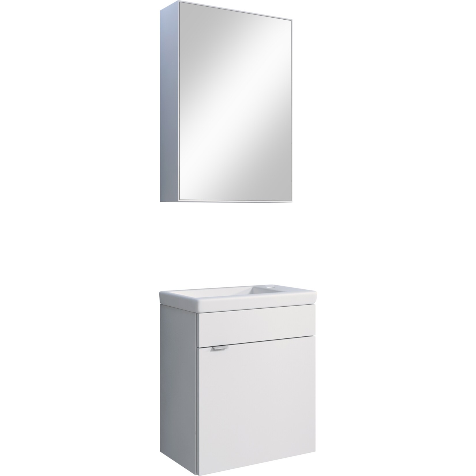 Inter Trading Badm&ouml;bel Set MIA, 2 tlg - Waschplatz Spiegelschrank, wei&szlig; Glanz - Bild 1