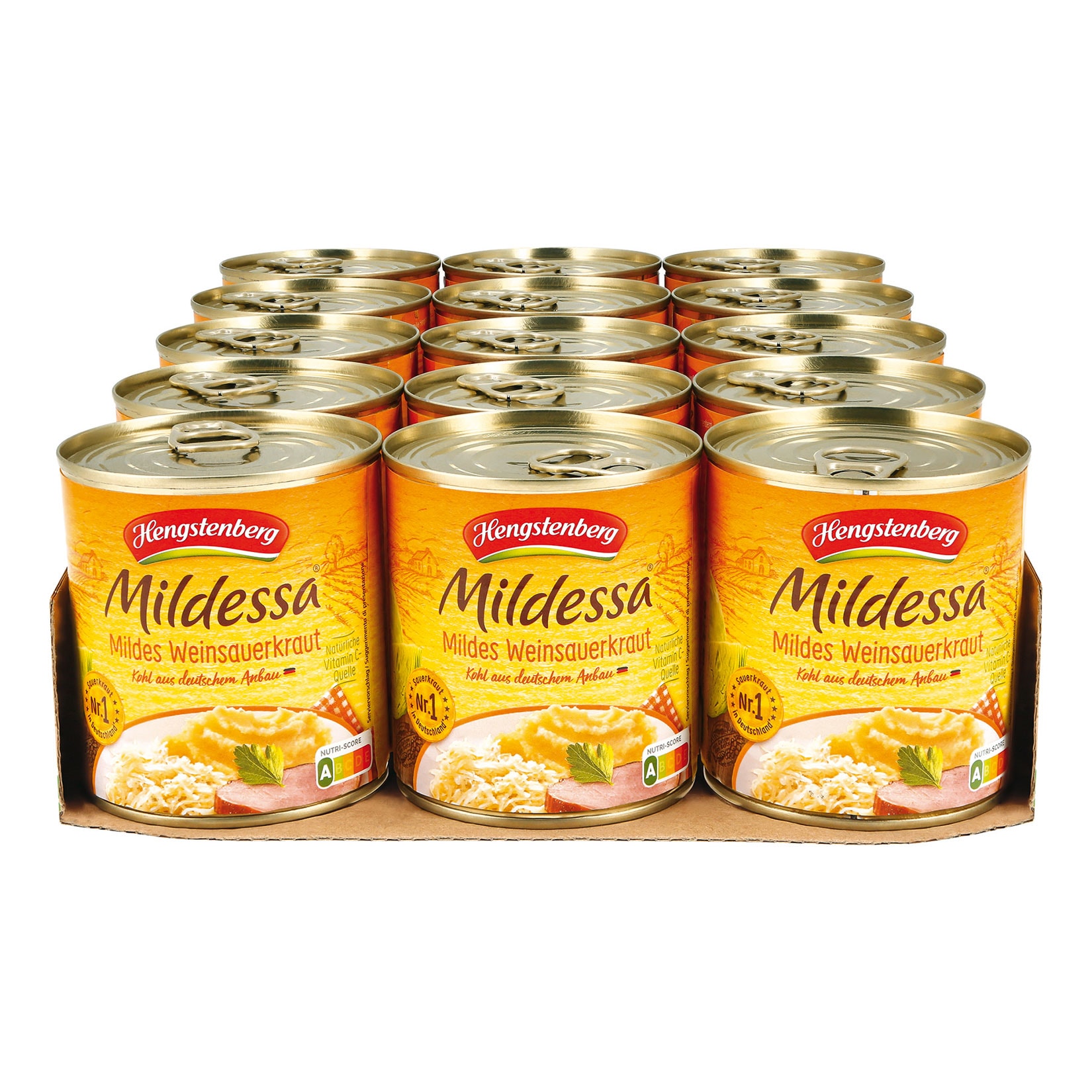 Hengstenberg Mildessa Sauerkraut 285 g Abtropfgewicht, 15er Pack - Bild 1