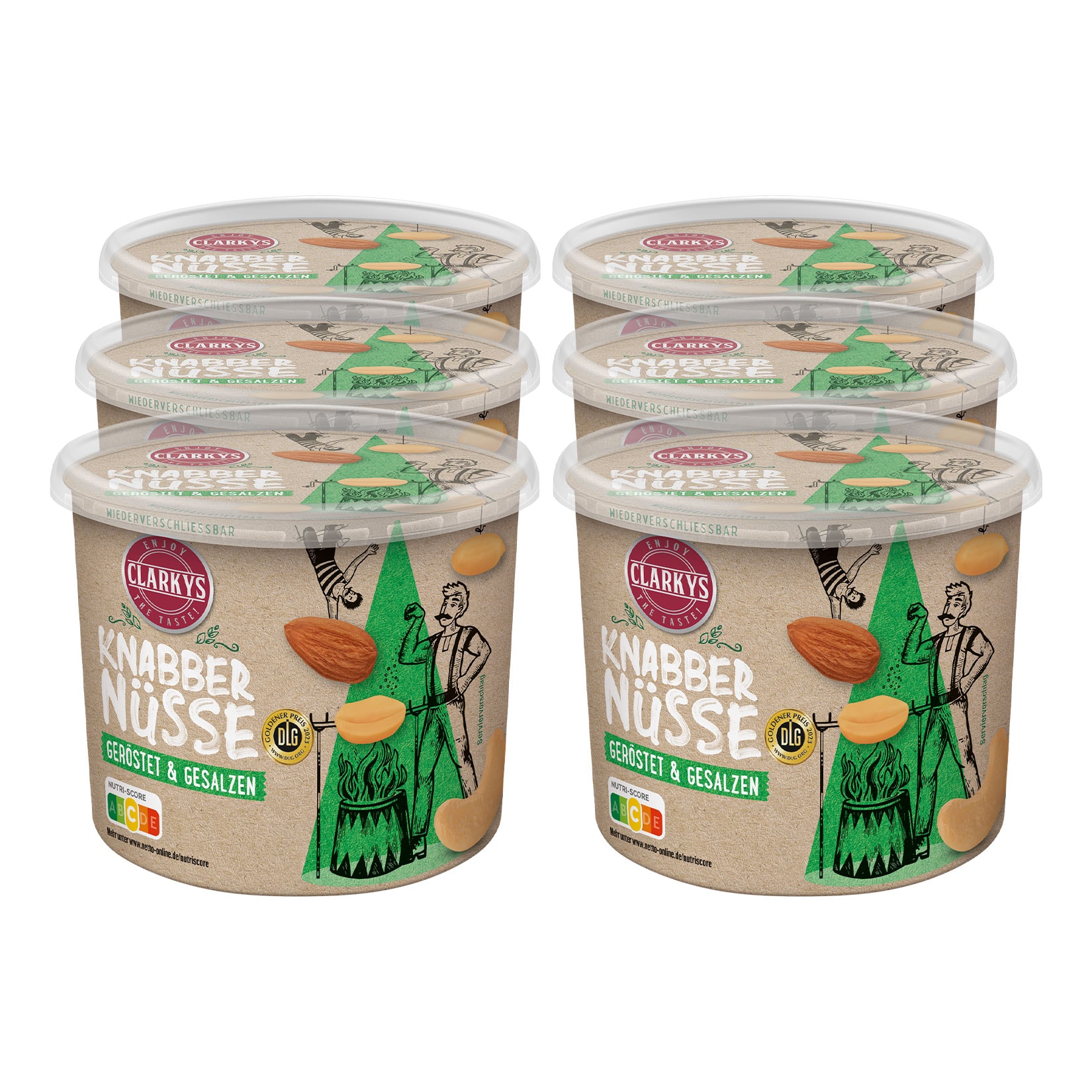 Clarkys Snack N&uuml;sse ger&ouml;stet & gesalzen 275 g, 6er Pack - Bild 1
