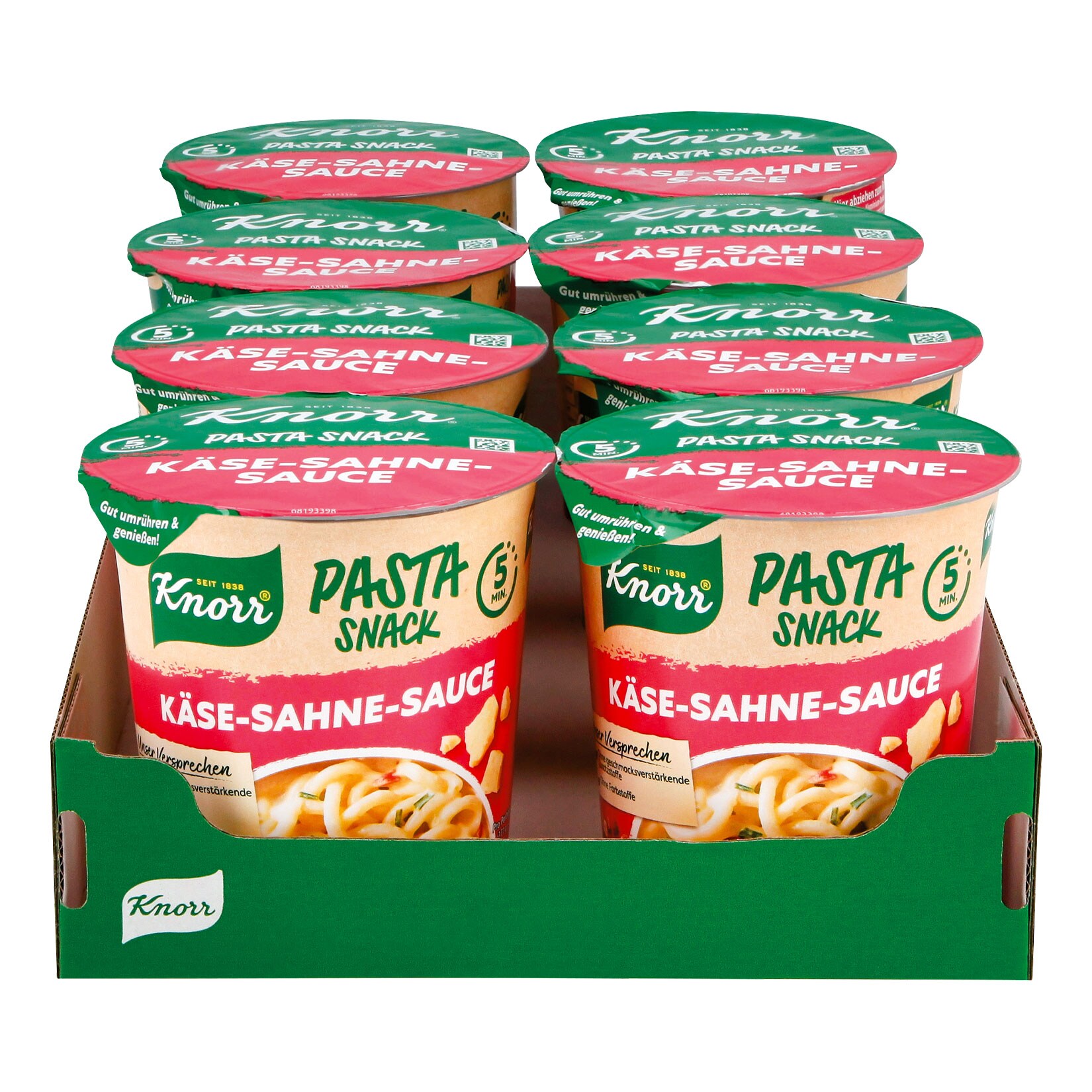 Knorr Snack Becher Spaghetti in K&auml;se-Sahne-Sauce 71 g, 8er Pack - Bild 1