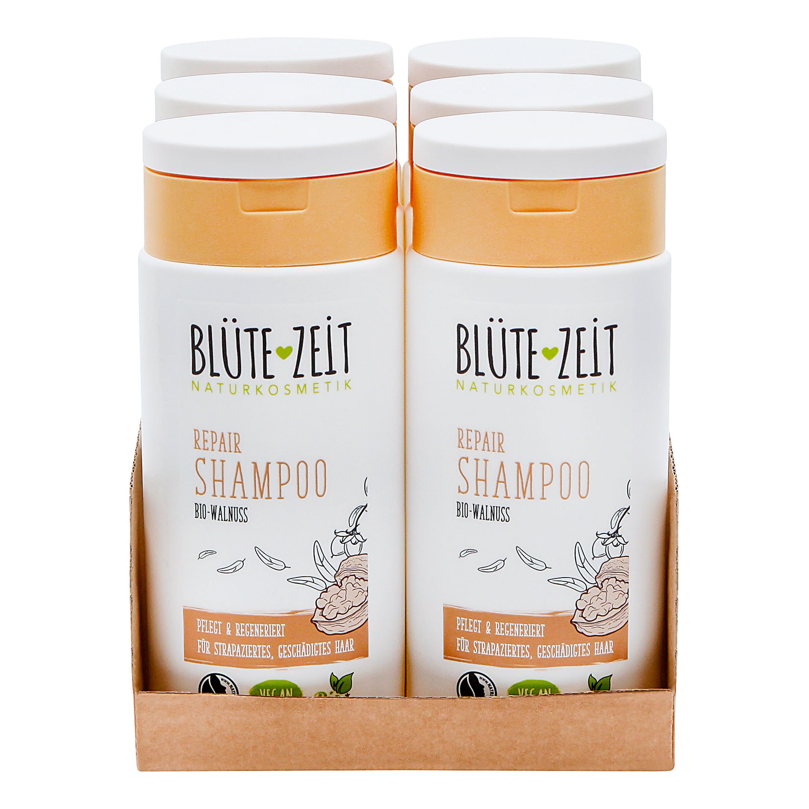 BL&Uuml;TE-ZEIT Repair Shampoo Bio-Walnuss 200 ml, 6er Pack - Bild 1
