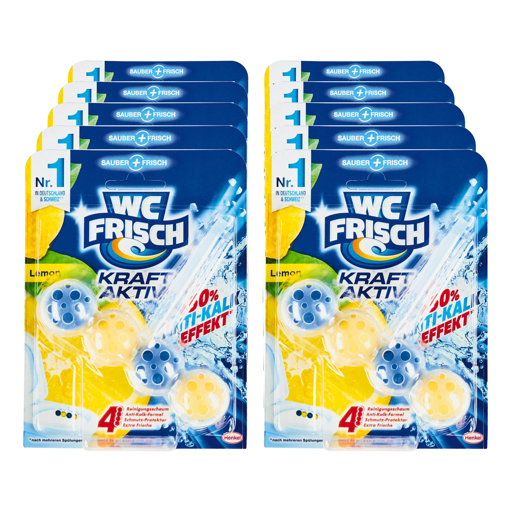 WC Frisch Kraft-Aktiv Duftsp&uuml;ler Lemon 1 x 50 g, 10er Pack - Bild 1