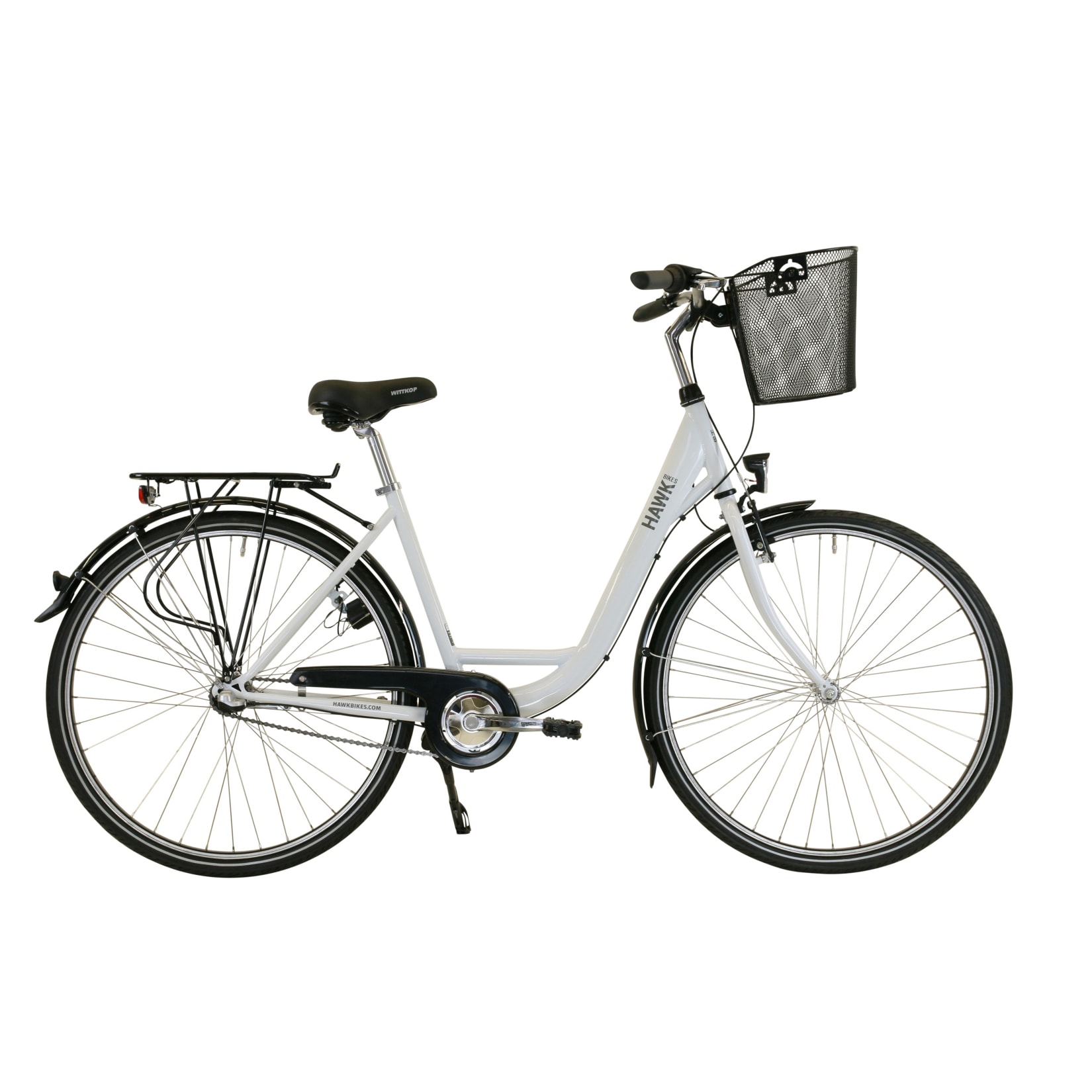 HAWK City Wave Premium Plus White Damen 26 Zoll - Fahrrad mit 3-Gang Shimano Nabenschaltung, Beleuchtung & Ergogriffen