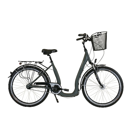 HAWK City Comfort Deluxe mit Korb Grey , Damen 28Zoll - Leichtes Fahrrad mit 7-Gang Shimano Nabenschaltung & Nabendynamo - Bild 1