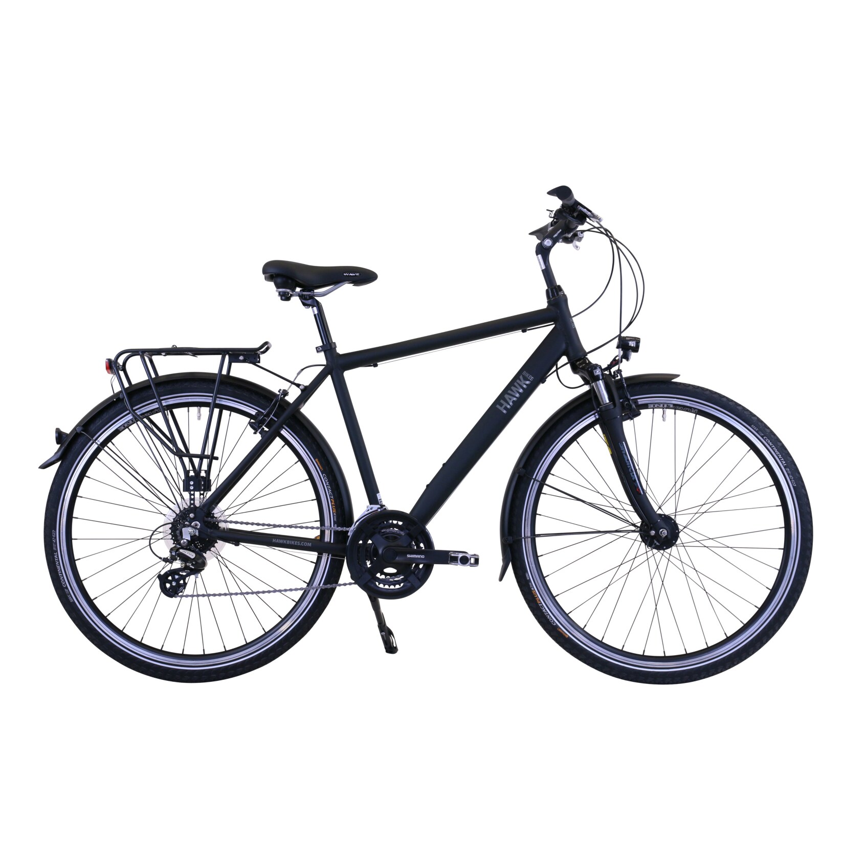 HAWK Trekking Premium Fahrrad, Black Herren 28 Zoll, Rahmenhöhe 52cm, Fahrrad mit Microshift 24 Gang Kettenschaltung & B