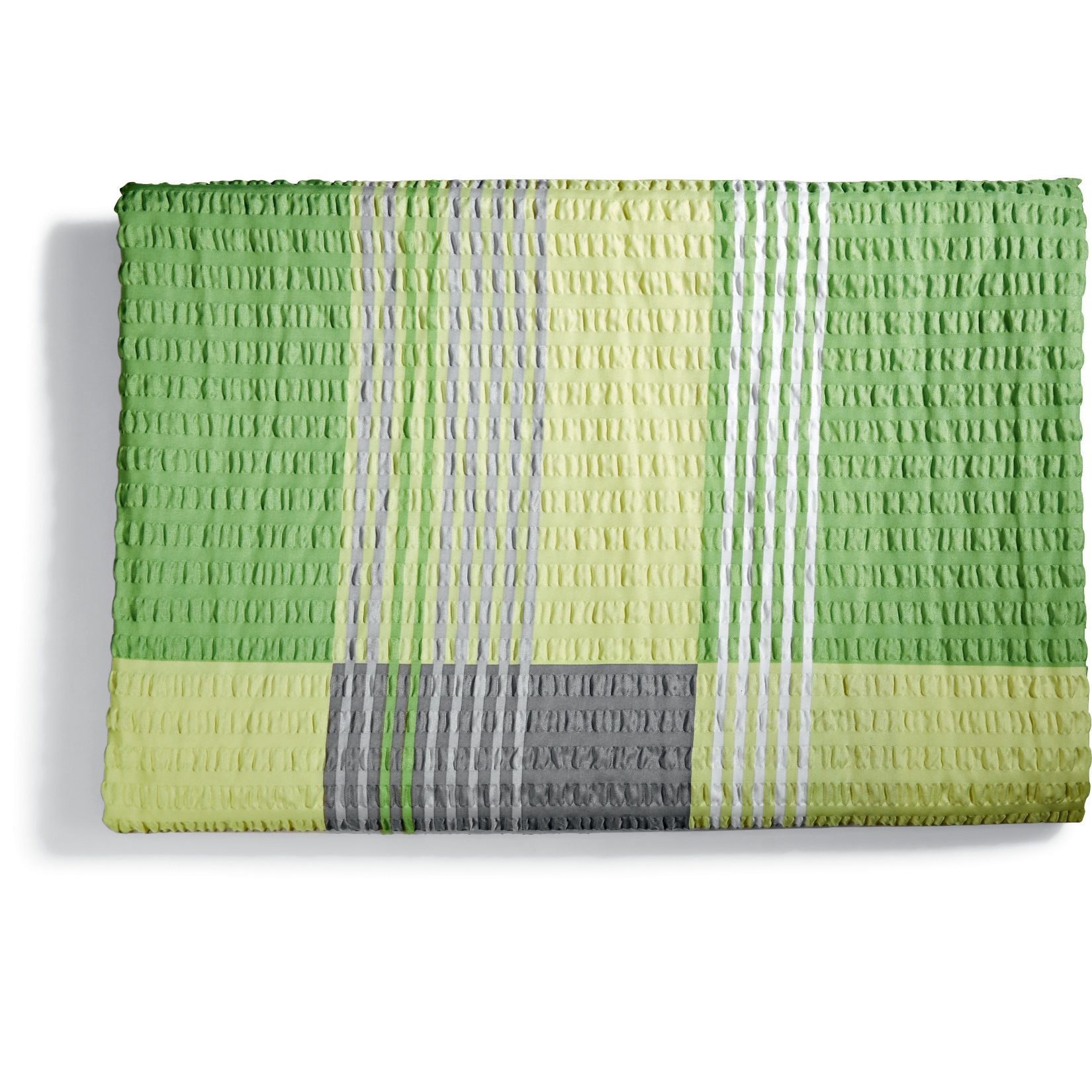 Dekor Seersucker Bettw&auml;sche NG, ca. 135 x 200 cm, verschiedene Designs - Karo gr&uuml;n - Bild 1