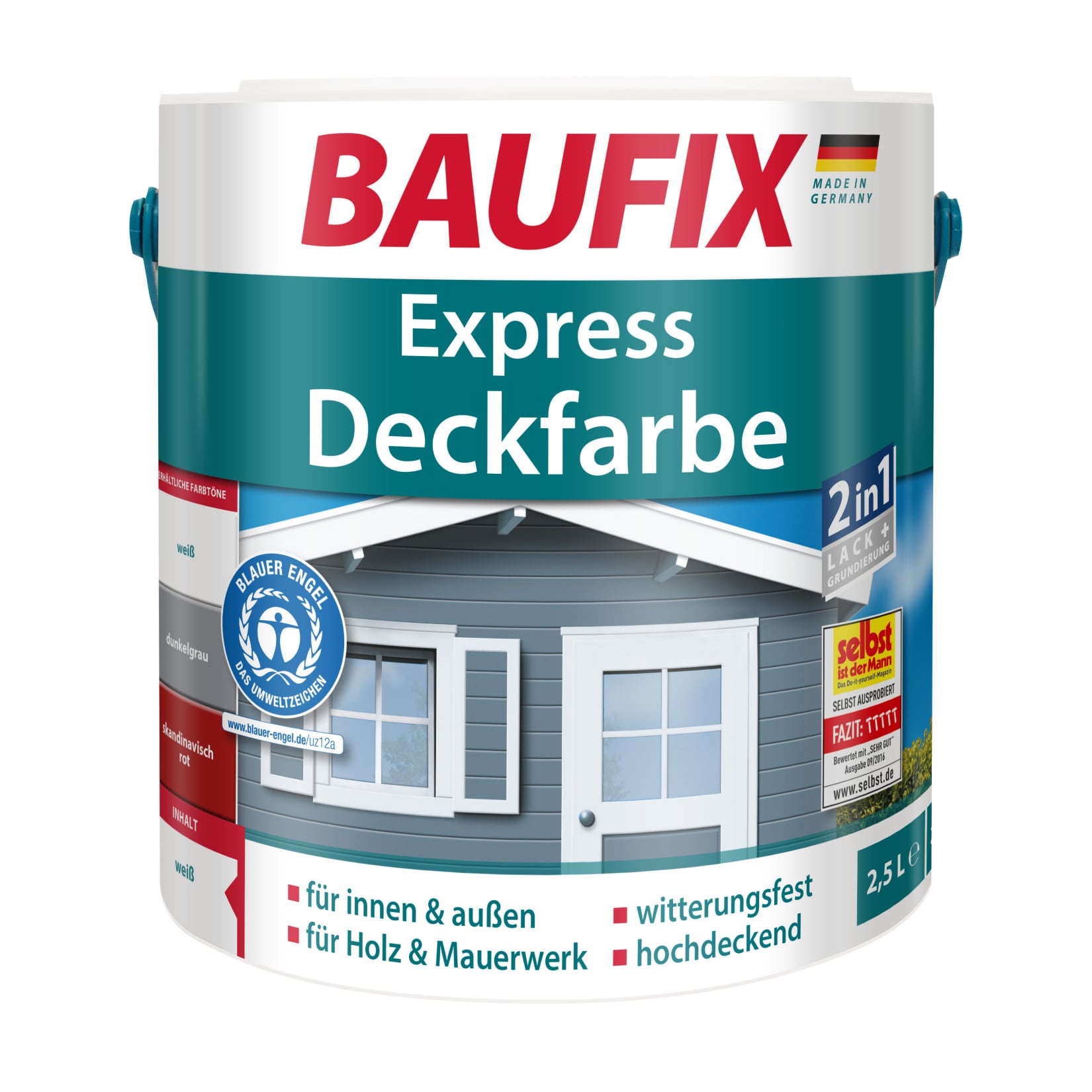 Baufix Express Deckfarbe 2,5 L - wei&szlig; - verschiedene Farben - Bild 1