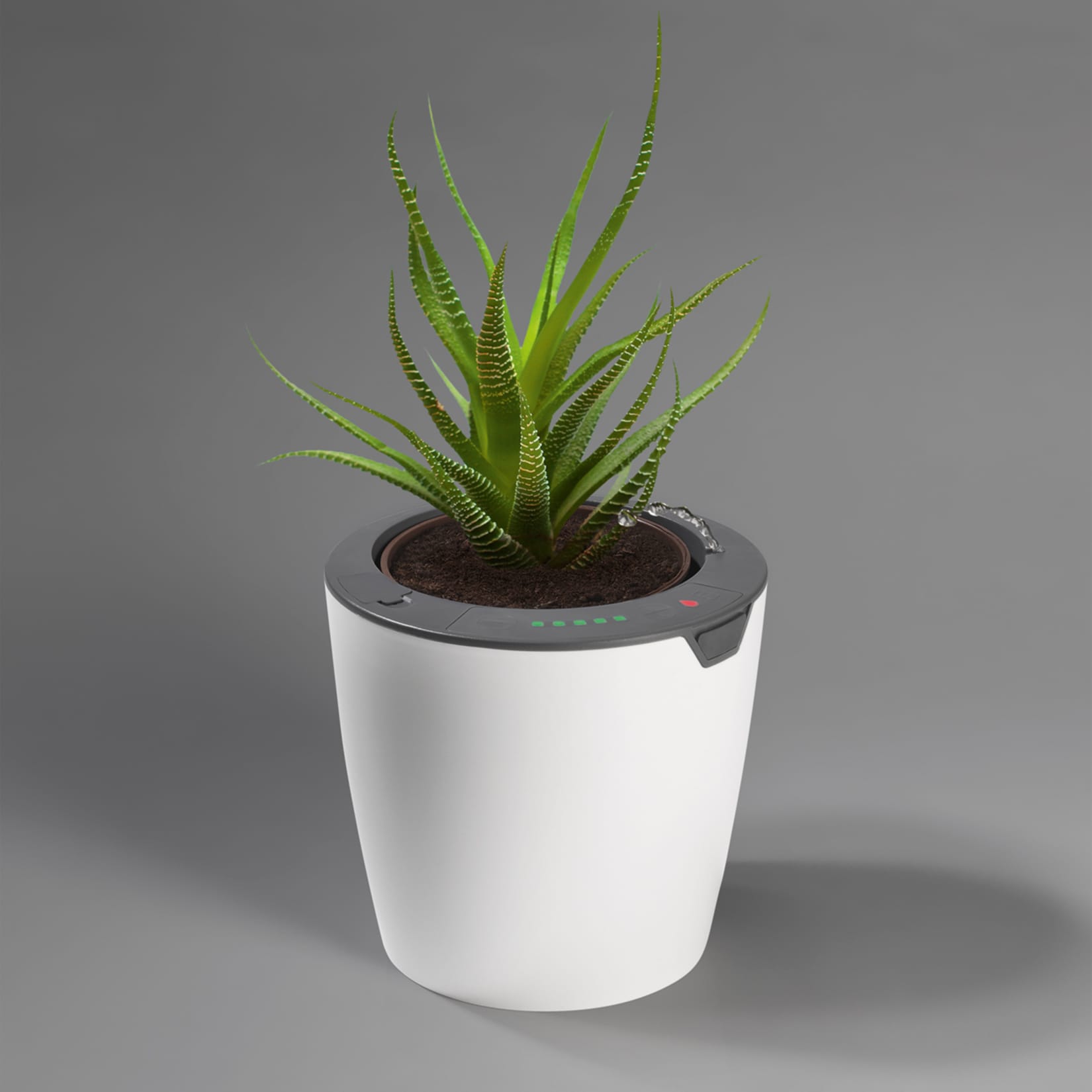 LazyLeaf Blumentopf selbstgie&szlig;end 1,1l 17cm wei&szlig;/grau Micro-USB 1200mAh - Bild 1