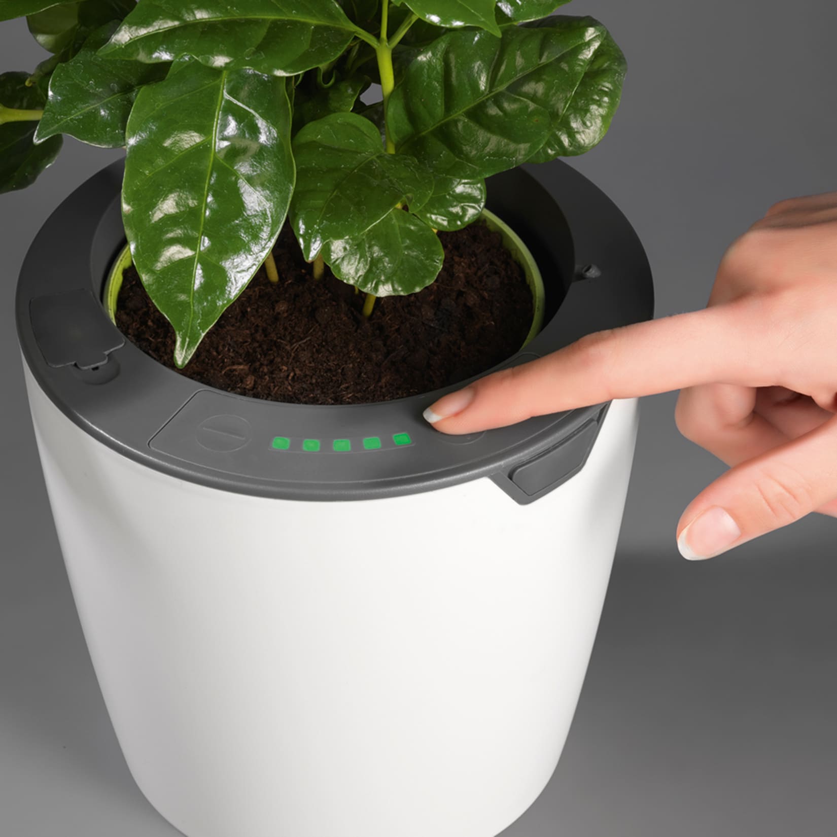 LazyLeaf Blumentopf selbstgieend 1,1l 17cm wei/grau Micro-USB 1200mAh