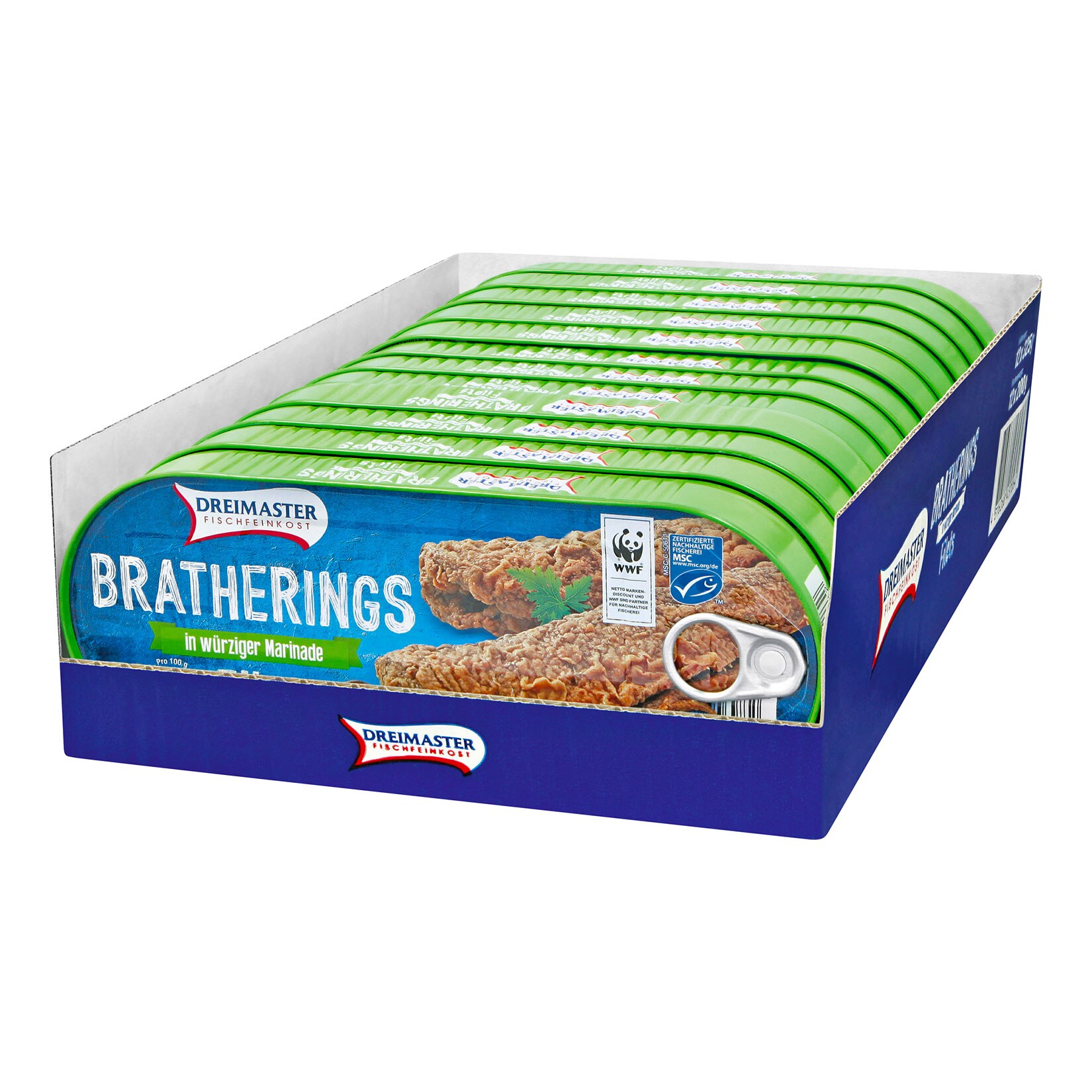 Dreimaster Bratheringsfilet 200 g Abtropfgewicht, 12er Pack