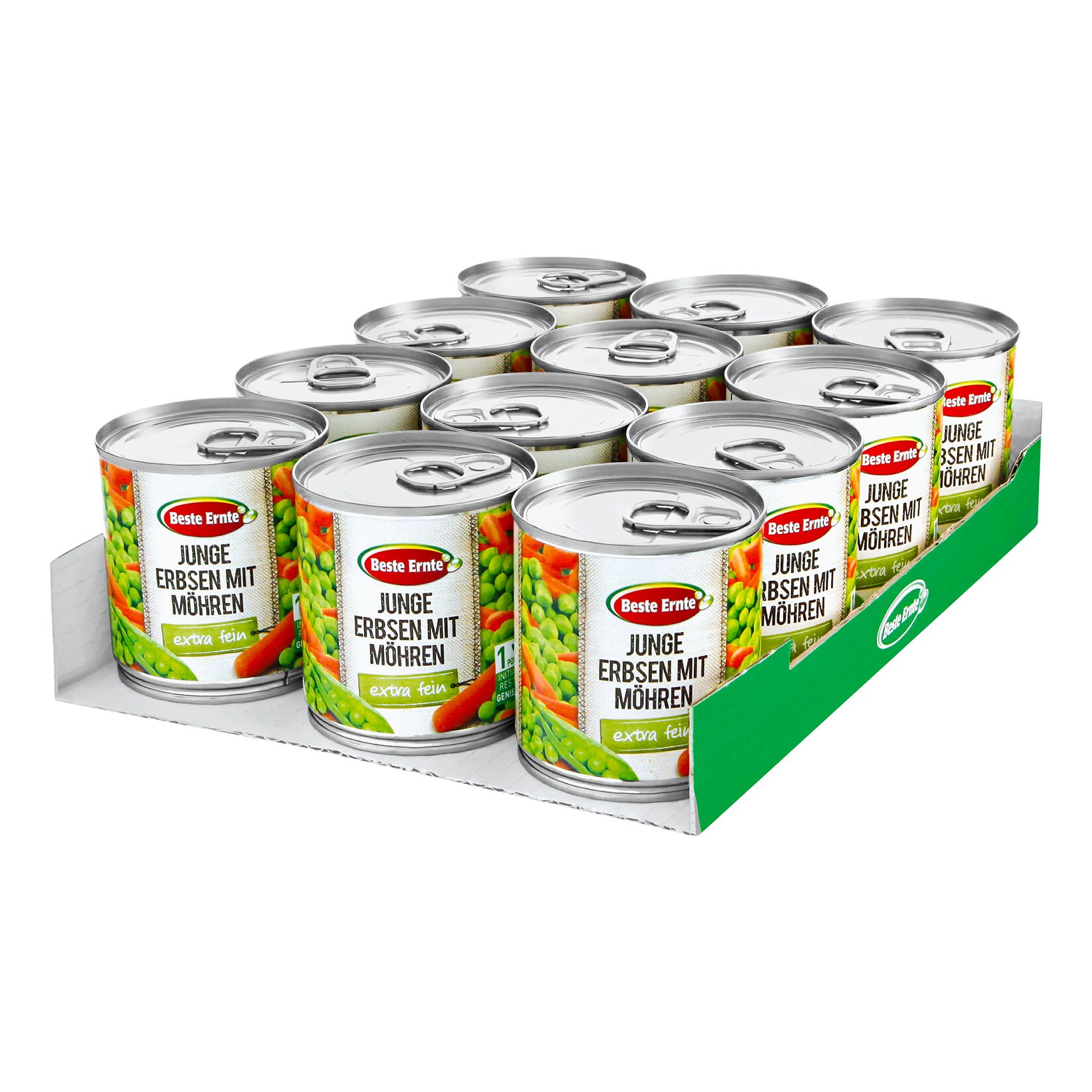 Beste Ernte Erbsen extra fein mit M&ouml;hrchen 130 g Abtropfgewicht, 12er Pack - Bild 1