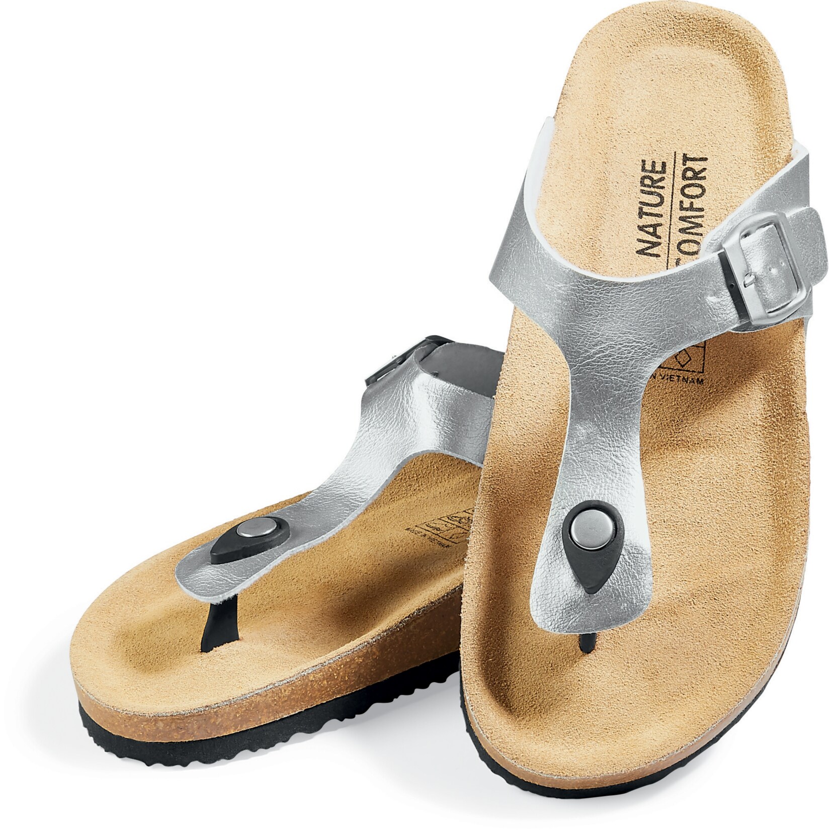 Damen oder Herren Pantoletten, verschiedene Designs & Gr&ouml;&szlig;en - Damen Pantoletten, silber, Gr. 37 - Bild 1