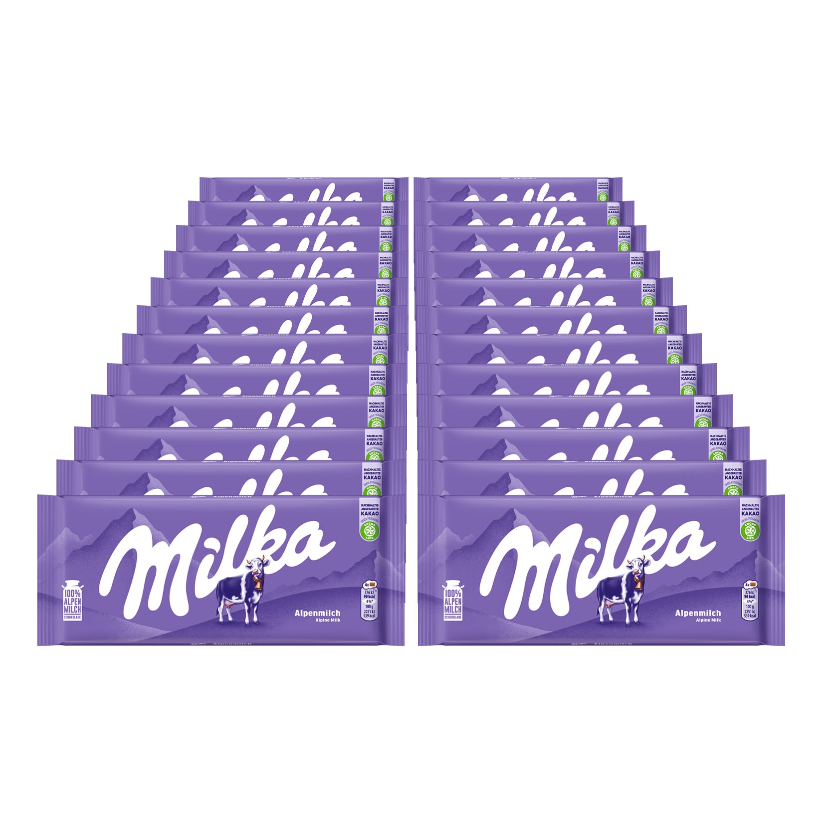 Milka Tafelschokolade Alpenmilch 100 g, 24er Pack