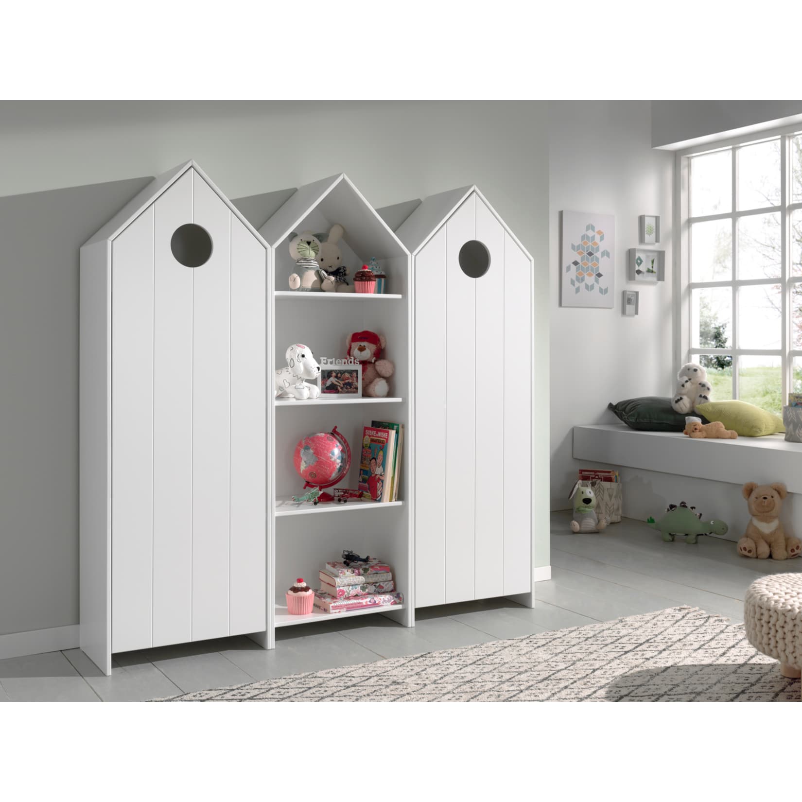 Vipack CASAMI Set 3-teilig - 2x Schrank 1-t&uuml;rig mit Front in Wei&szlig;, 1x Regalschrank - Bild 1