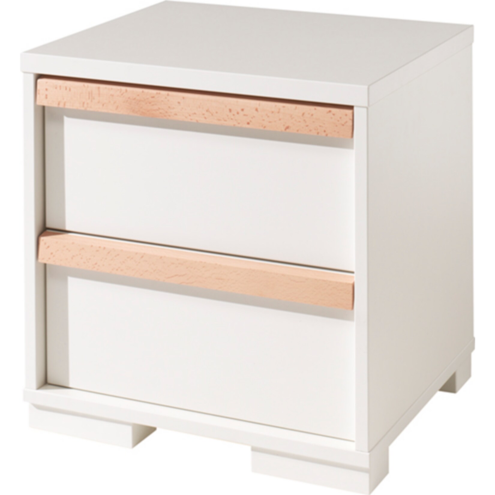 Vipack LONDON – Nachtkonsole mit 2 Schubladen, Weiß Dekor, Absatz Buche natur massiv | 05420070232722