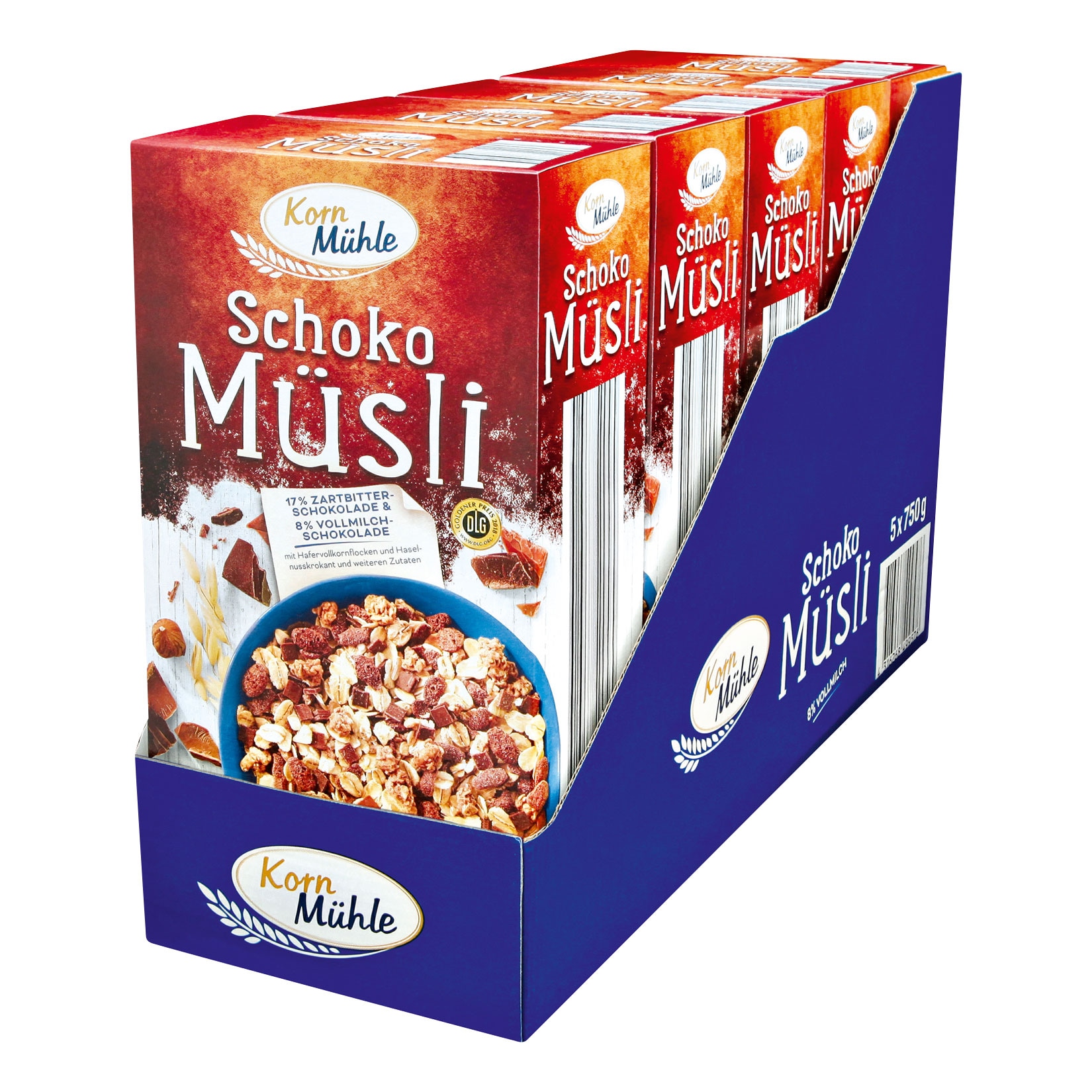 Kornm&uuml;hle Schoko M&uuml;sli 750 g, 5er Pack - Bild 1